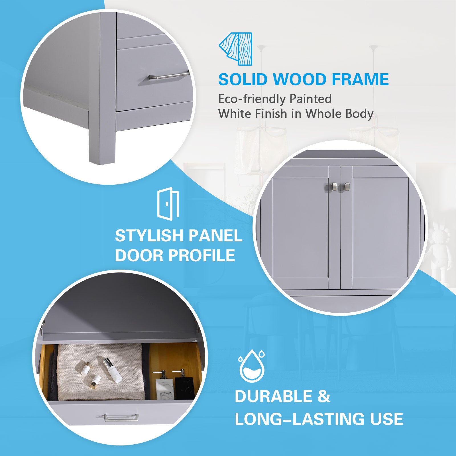 22 in. W x 60 in. D x 35 in. H Bath Vanity Cabinet without Top