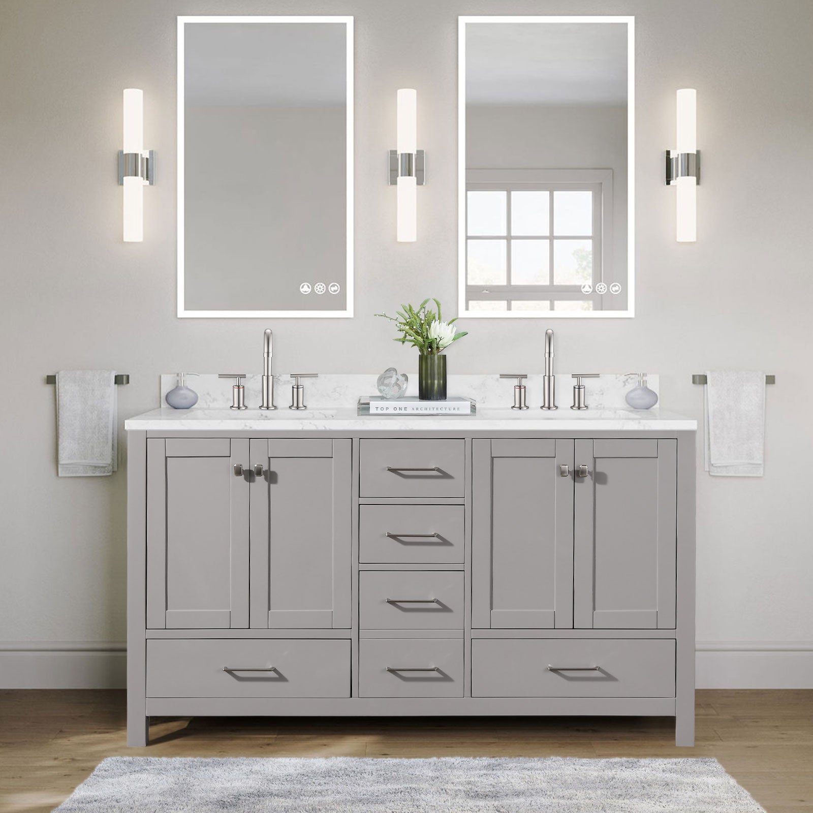 22 in. W x 60 in. D x 35 in. H Bath Vanity Cabinet without Top
