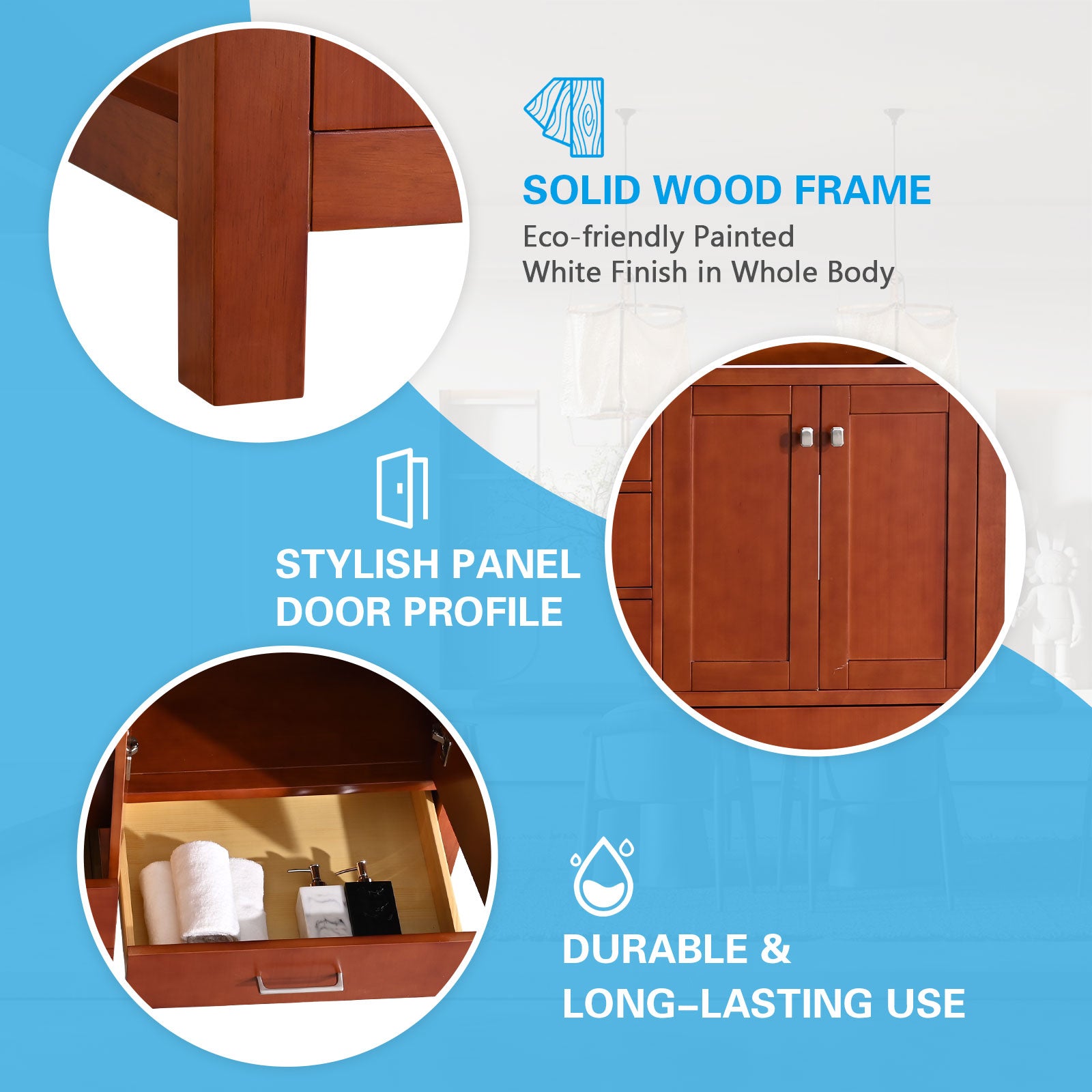 22 in. W x 60 in. D x 35 in. H Bath Vanity Cabinet without Top