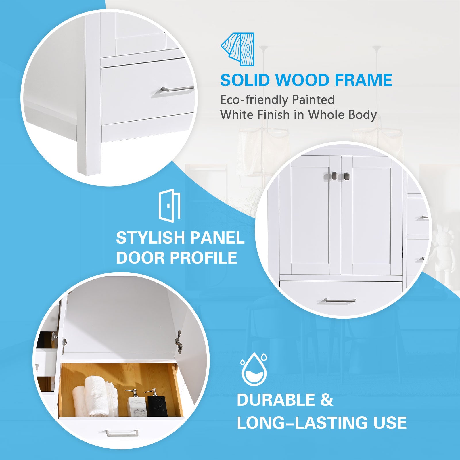 22 in. W x 60 in. D x 35 in. H Bath Vanity Cabinet without Top