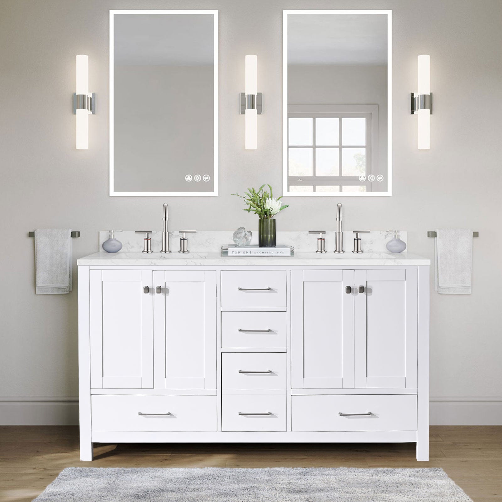 22 in. W x 60 in. D x 35 in. H Bath Vanity Cabinet without Top
