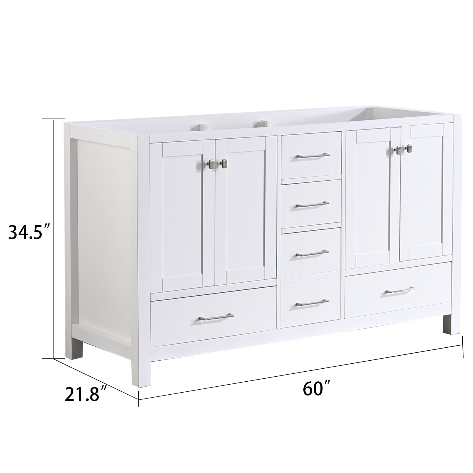 22 in. W x 60 in. D x 35 in. H Bath Vanity Cabinet without Top