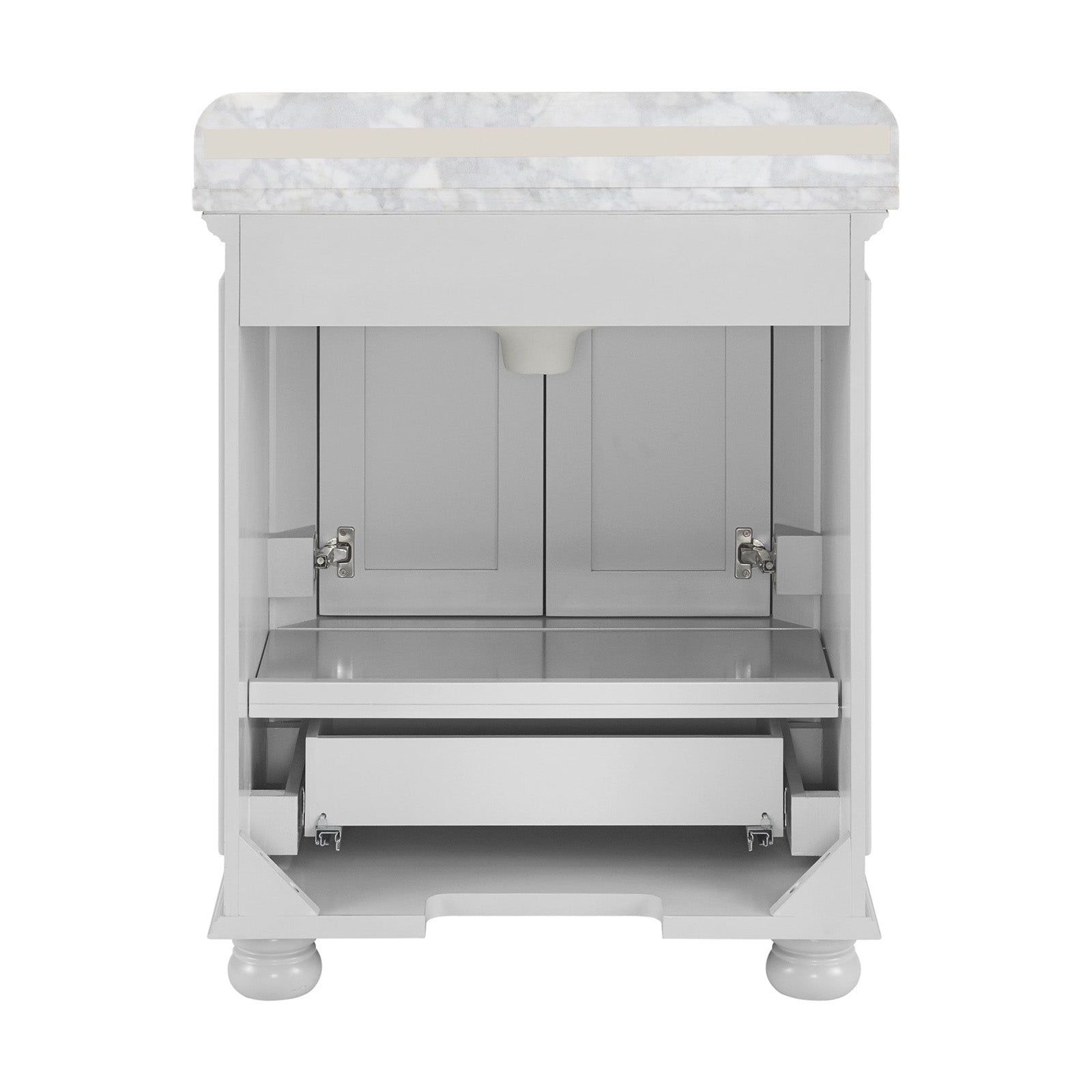 Single Sink Freestanding Bath Vanity in White with Carrara Natural Marble Top