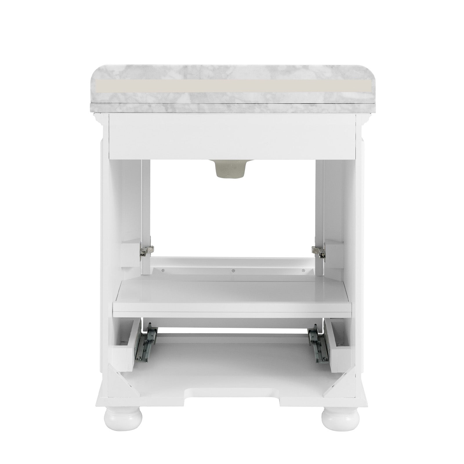Single Sink Freestanding Bath Vanity in White with Carrara Natural Marble Top