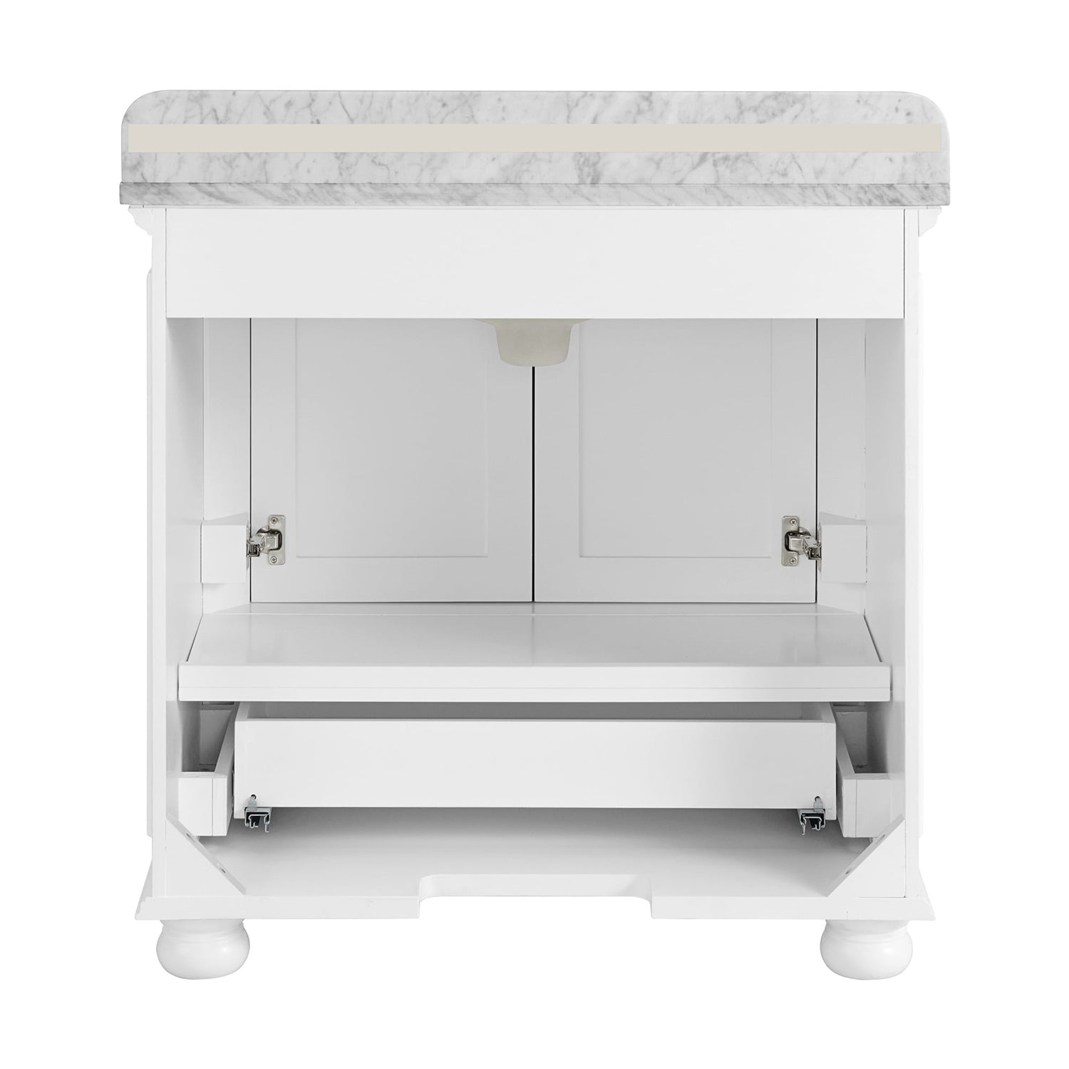 Single Sink Freestanding Bath Vanity in White with Carrara Natural Marble Top
