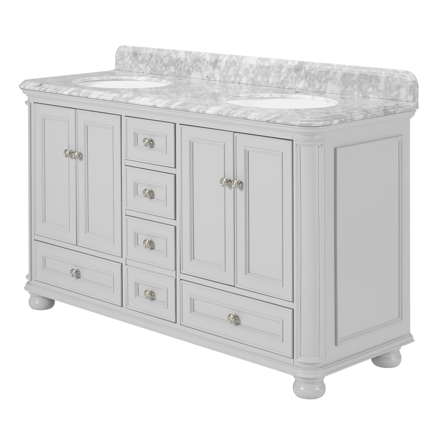 Single Sink Freestanding Bath Vanity in White with Carrara Natural Marble Top