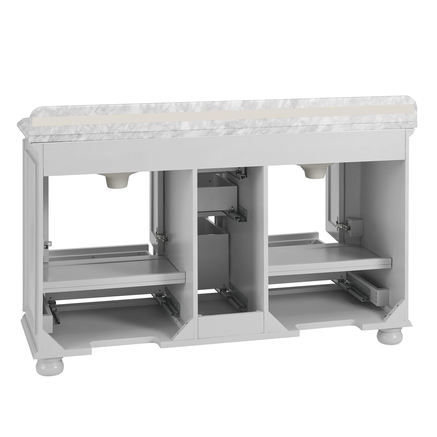 Single Sink Freestanding Bath Vanity in White with Carrara Natural Marble Top