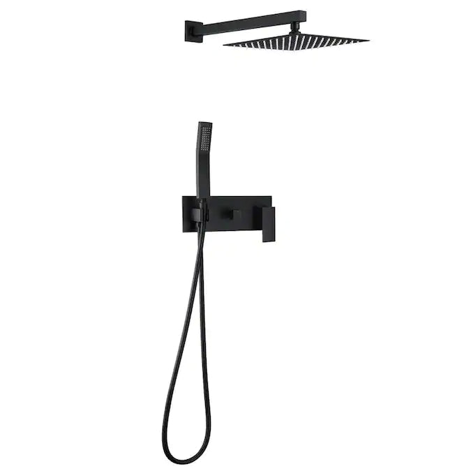 10 inch Wall-Mounted Rectangular Completed Shower System in Black