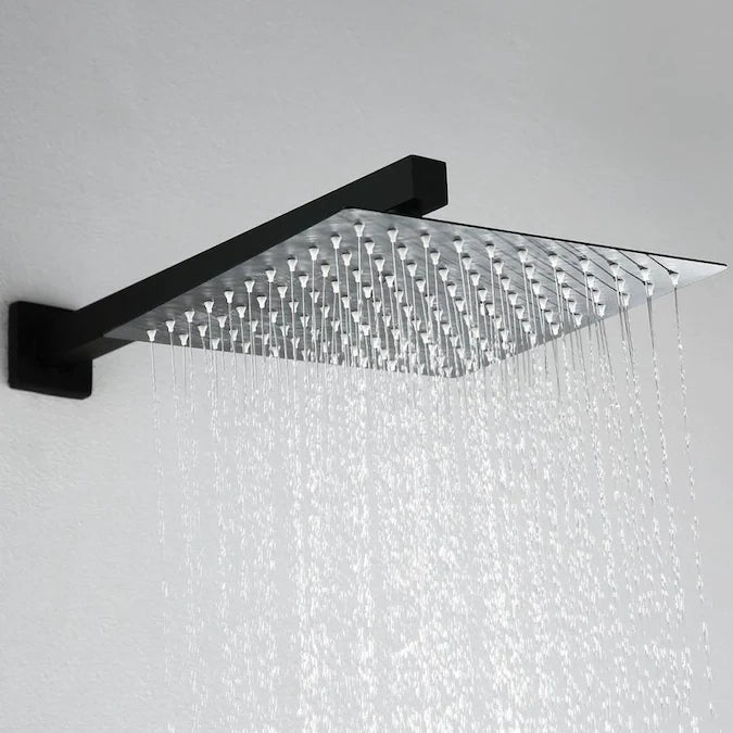 10 inch Wall-Mounted Rectangular Completed Shower System in Black