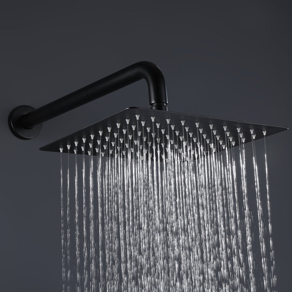 10 inch Wall-Mounted Rectangular Shower System in Black