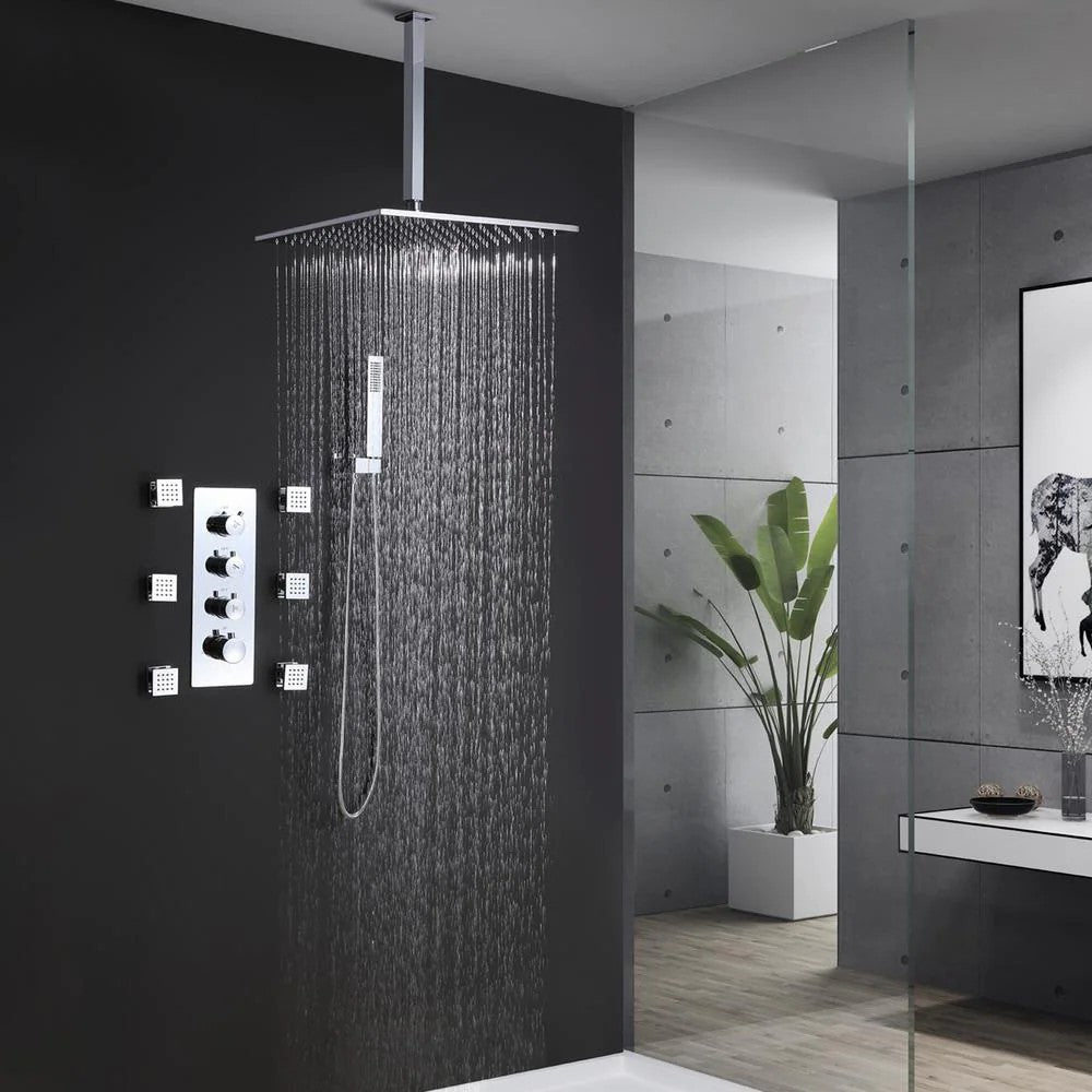 11.8 inch Wall-Mounted Rectangular Shower System in Chrome