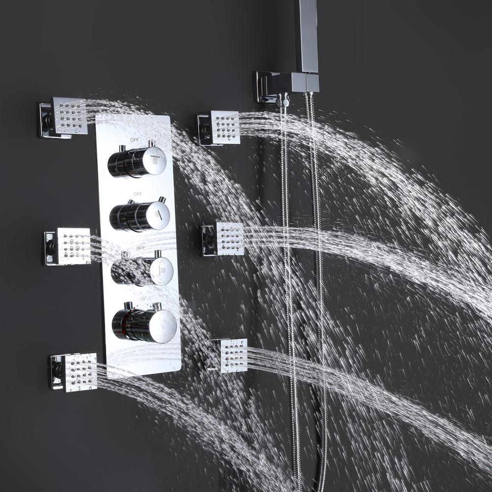 11.8 inch Wall-Mounted Rectangular Shower System in Chrome