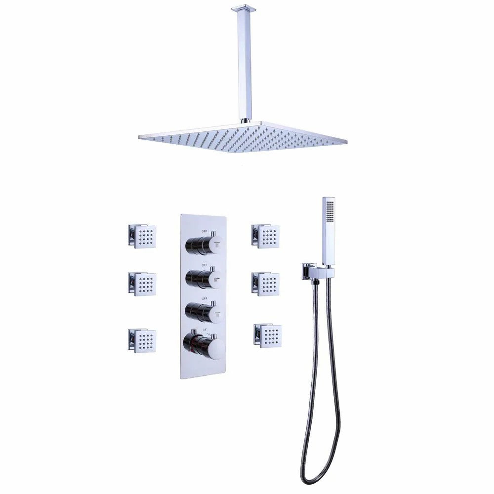 11.8 inch Wall-Mounted Rectangular Shower System in Chrome