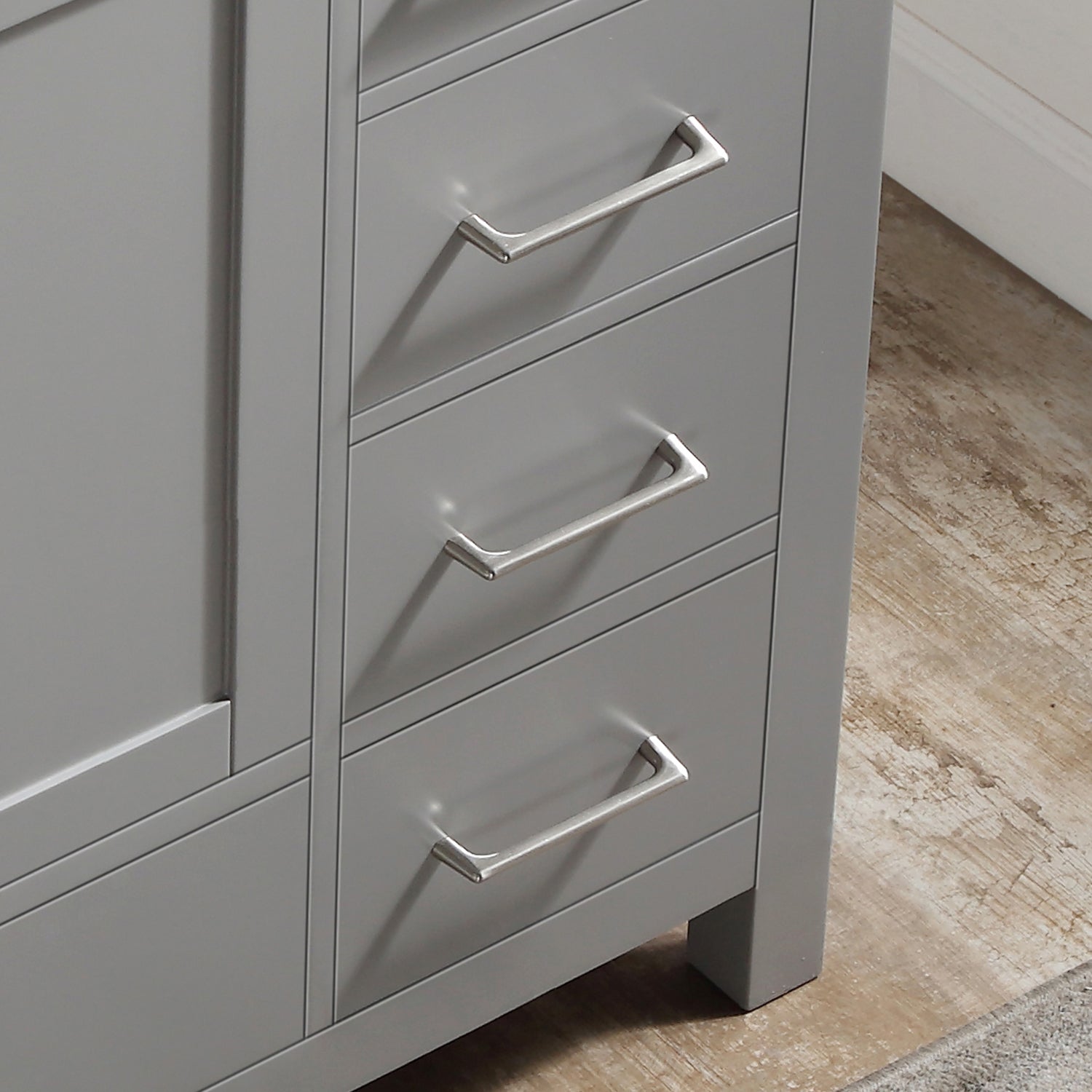 48 inch Plywood Freestanding Bath Vanity in Gray with Carrara Engineered Stone Composite Top