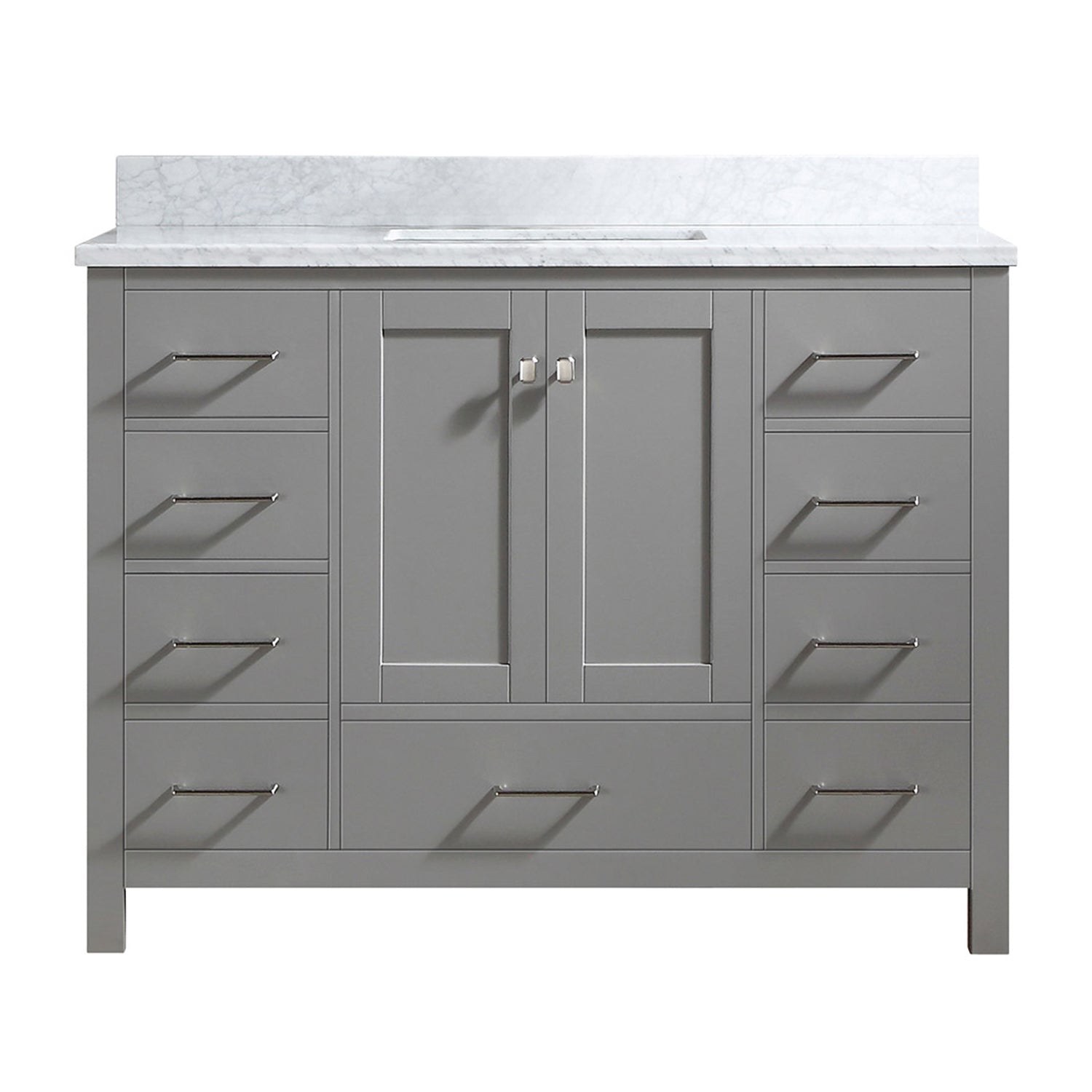 48 inch Plywood Freestanding Bath Vanity in Gray with Carrara Engineered Stone Composite Top