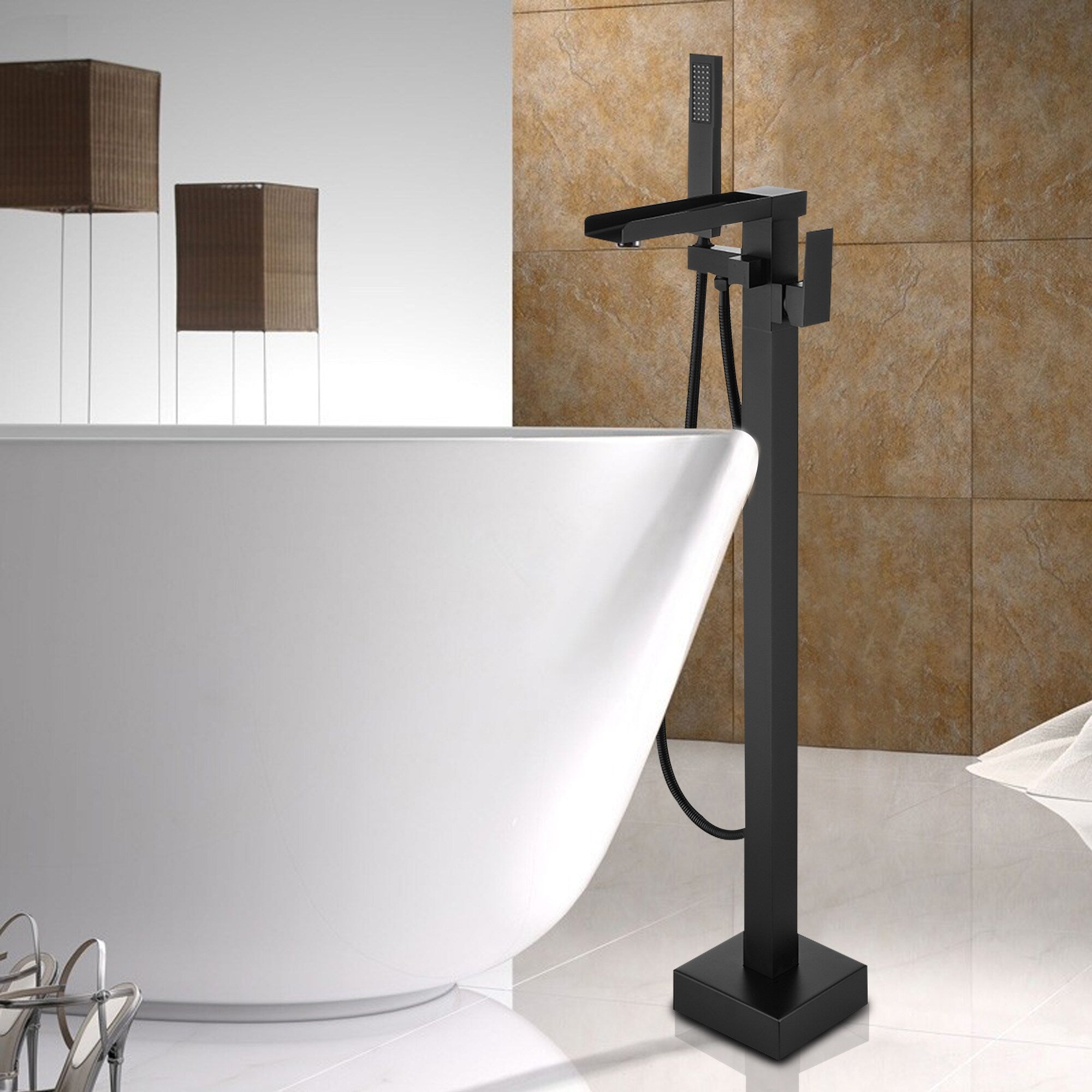 Single Handle Single Hole Bathroom Faucet in Matte Black