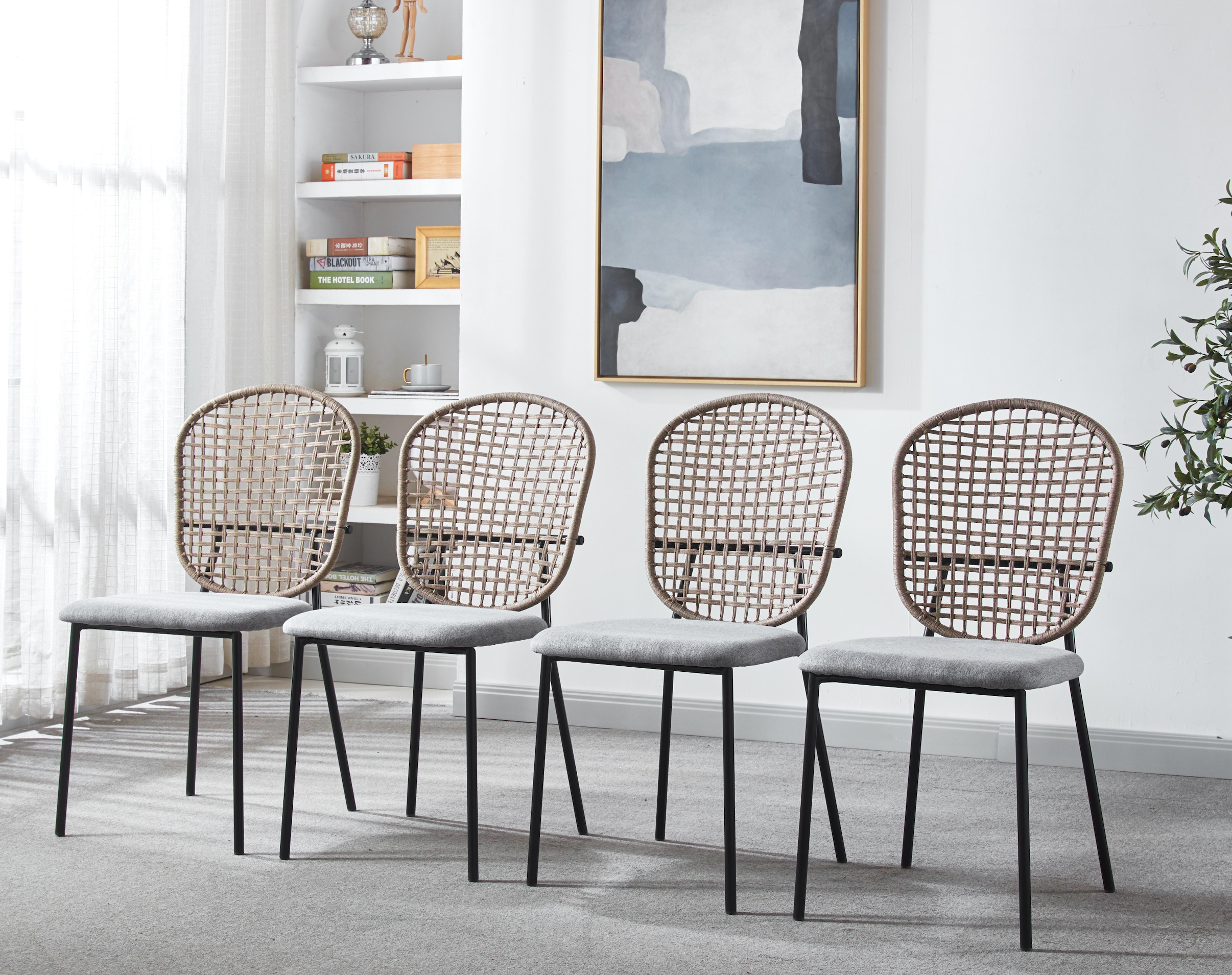 5-Piece Dining Table with Braided Back Chair