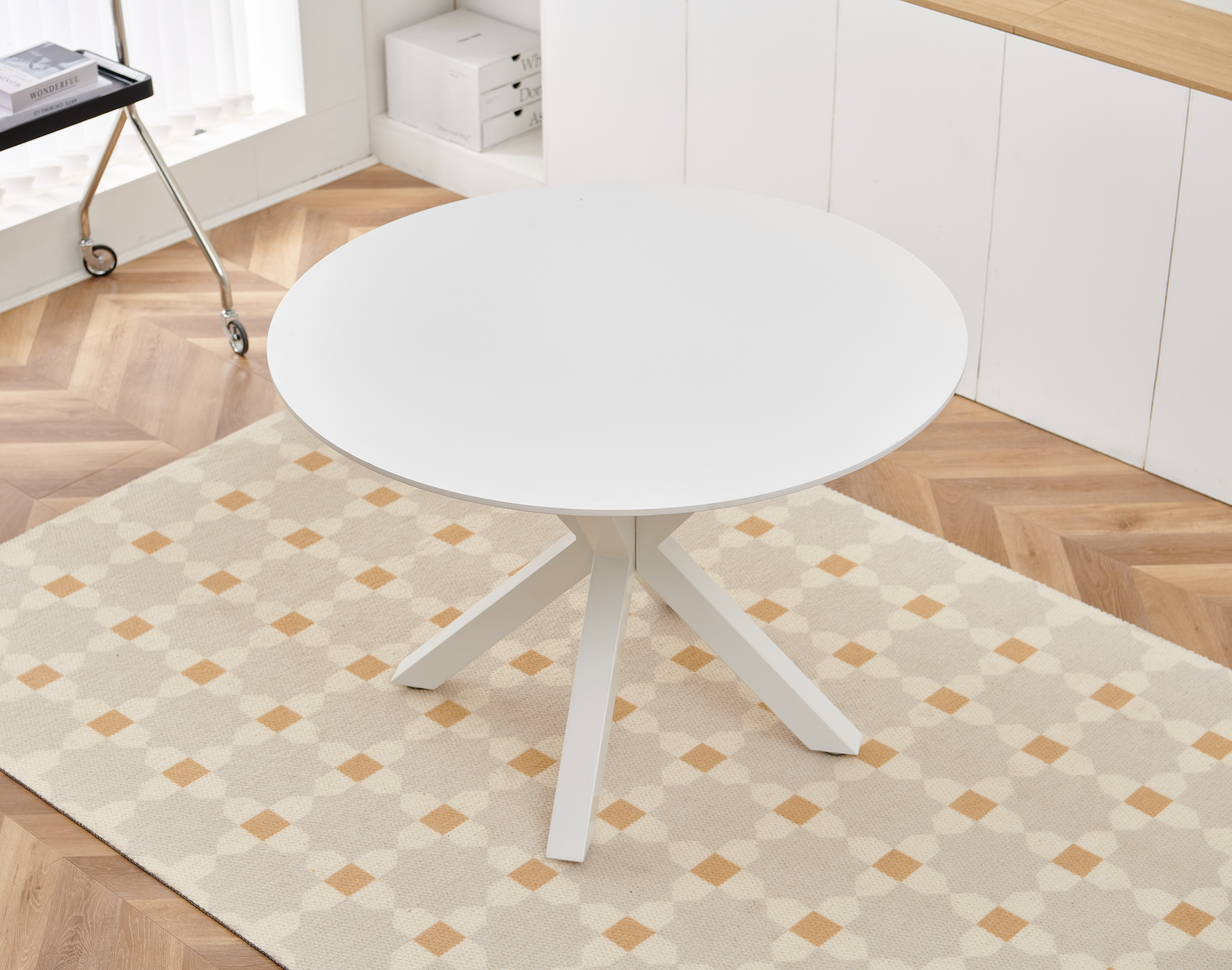 5 Piece Dining Table Set with Cross Leg Mid-Century Dining Table
