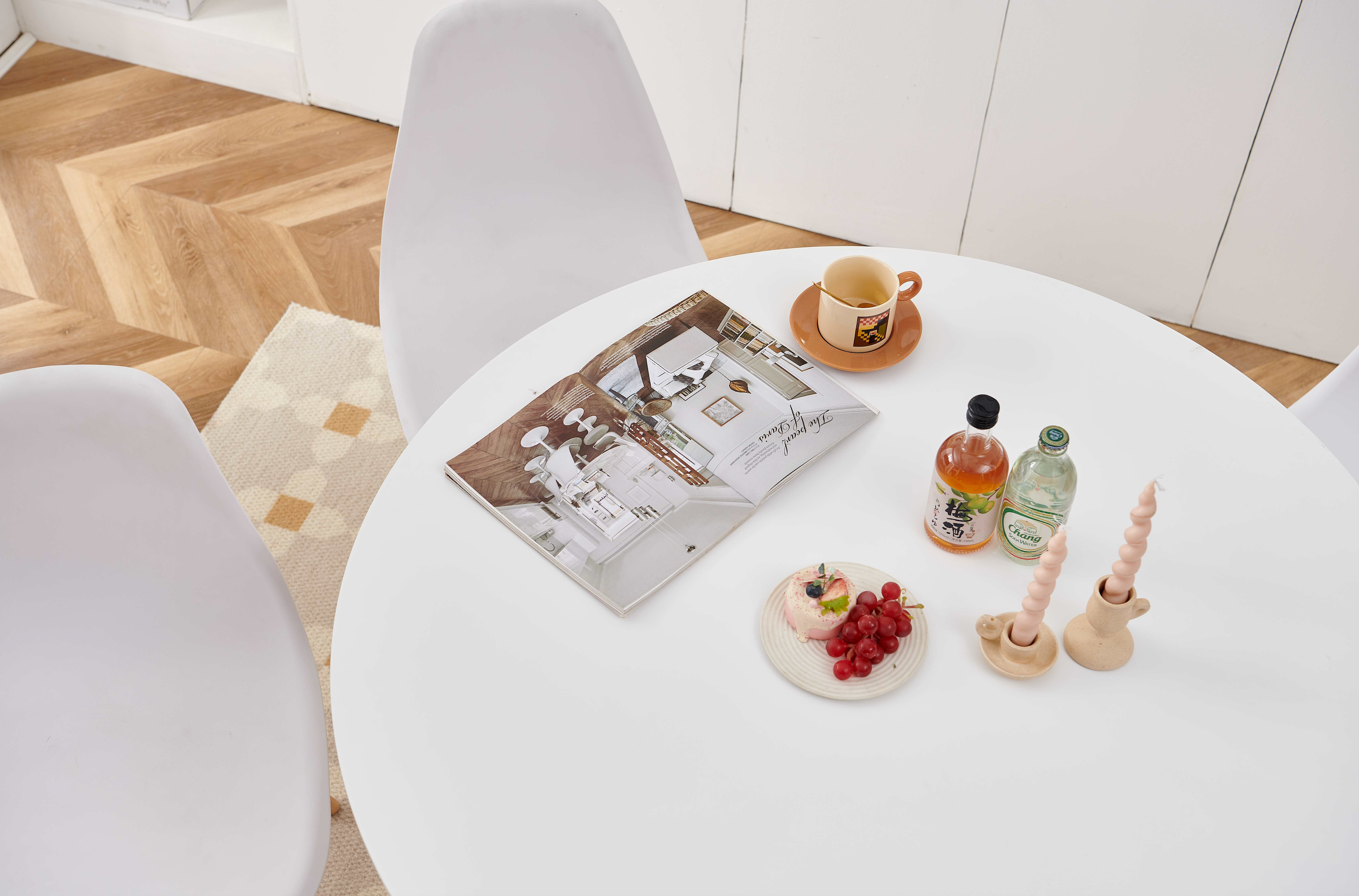 5 Piece Dining Table Set with Cross Leg Mid-Century Dining Table