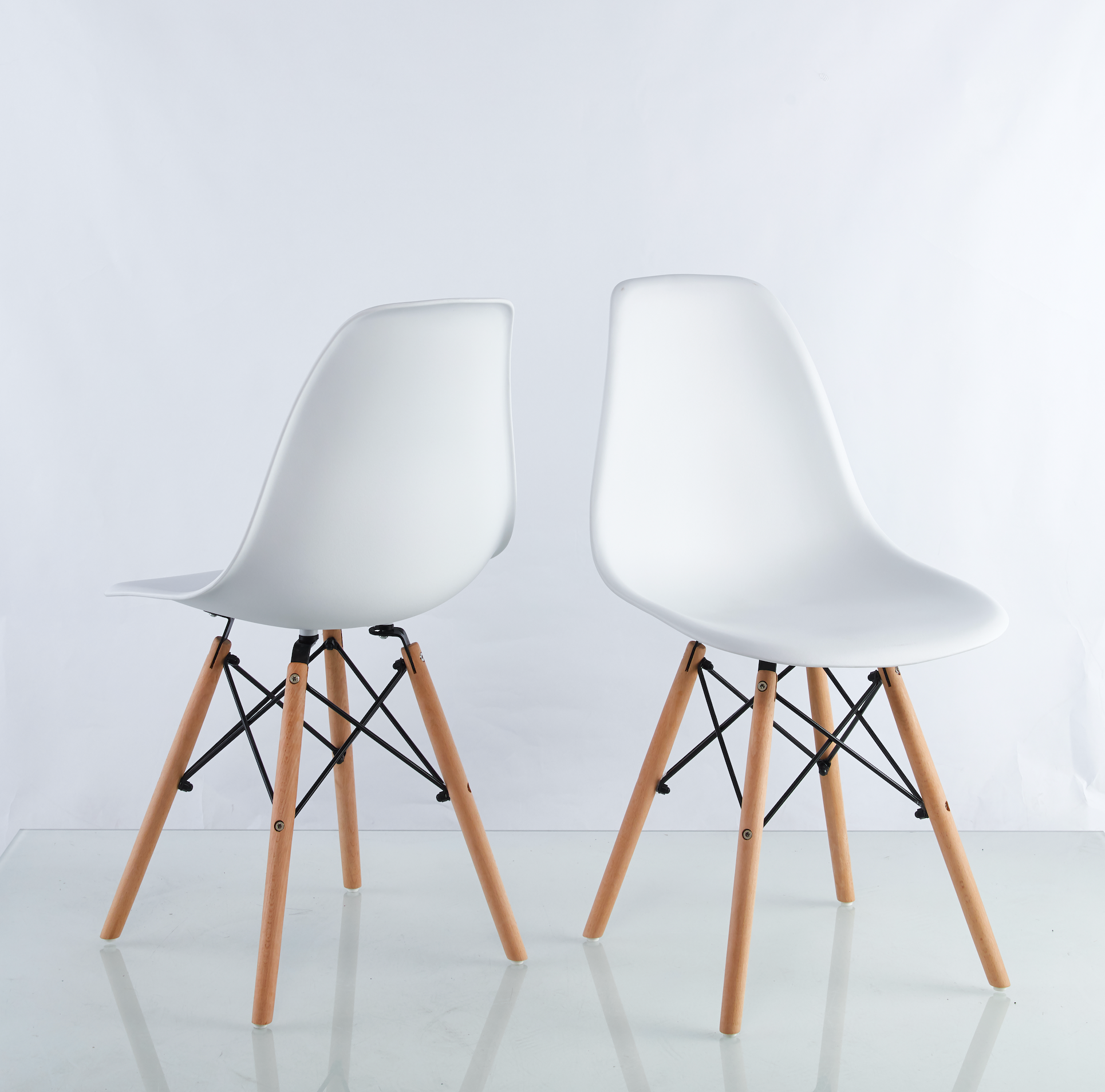 5 Piece Dining Table Set with Cross Leg Mid-Century Dining Table