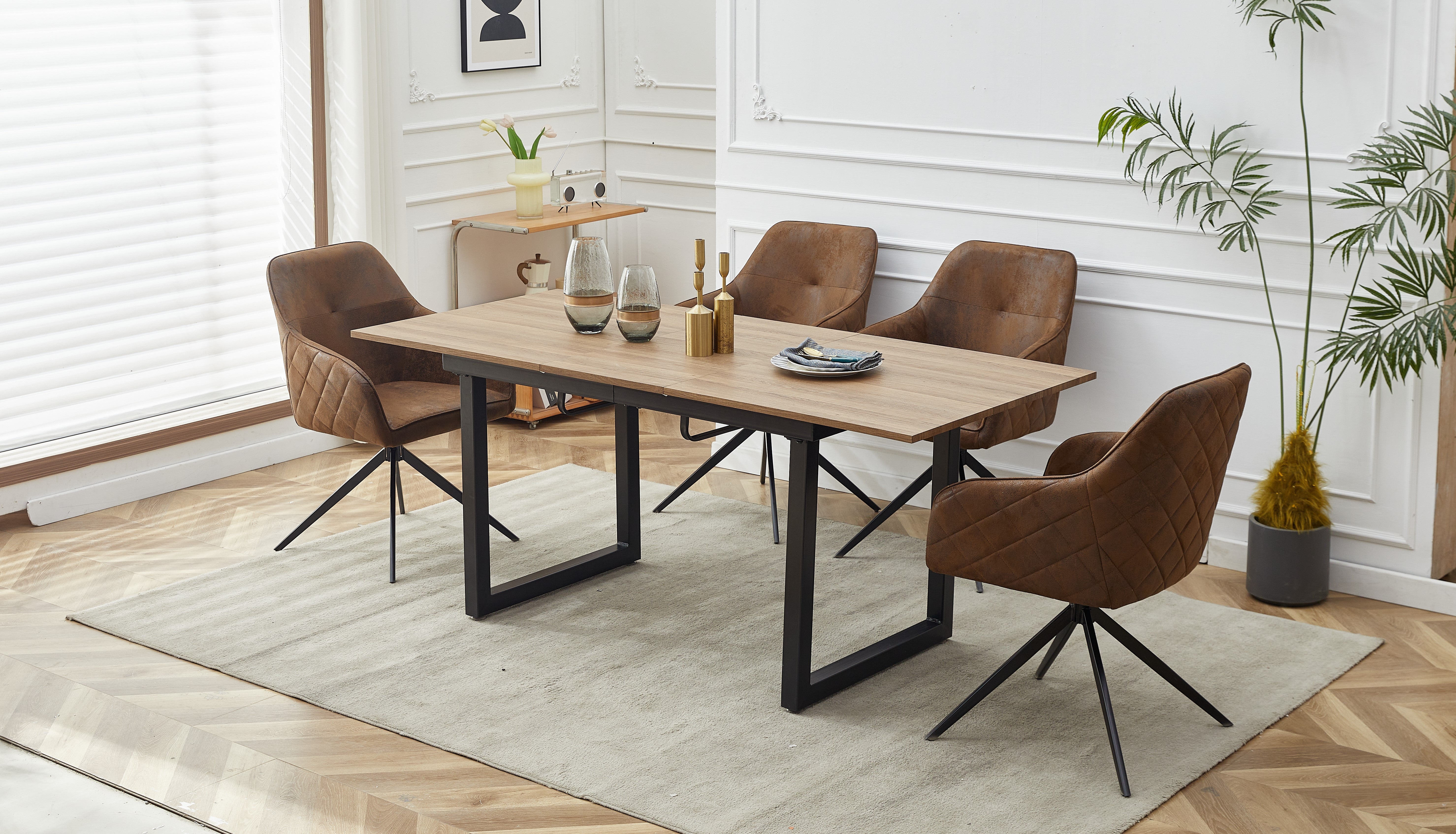 5 Piece Dining Table Set with Swivel Chair