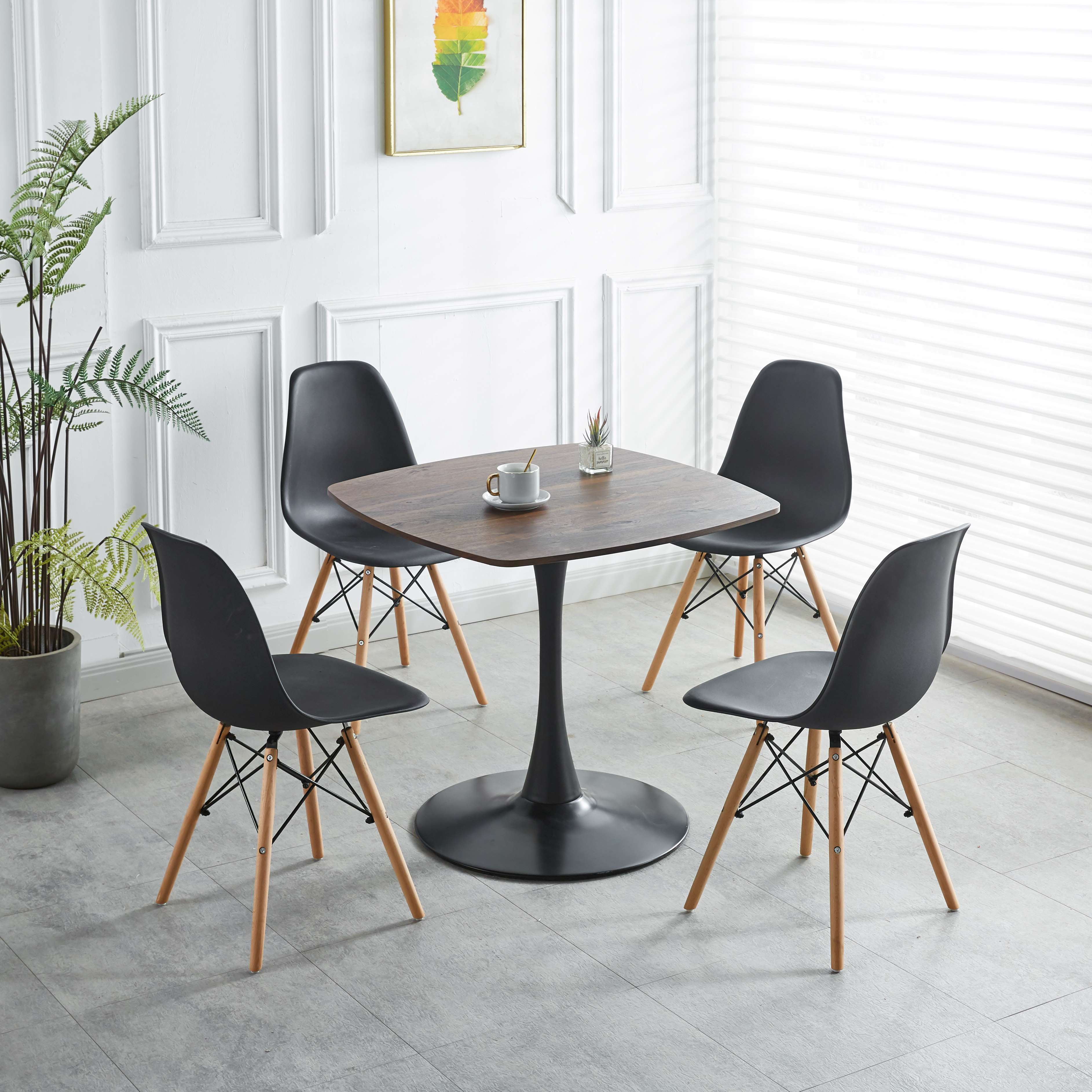 5-Piece Dining Table Set with Square MDF Table Top