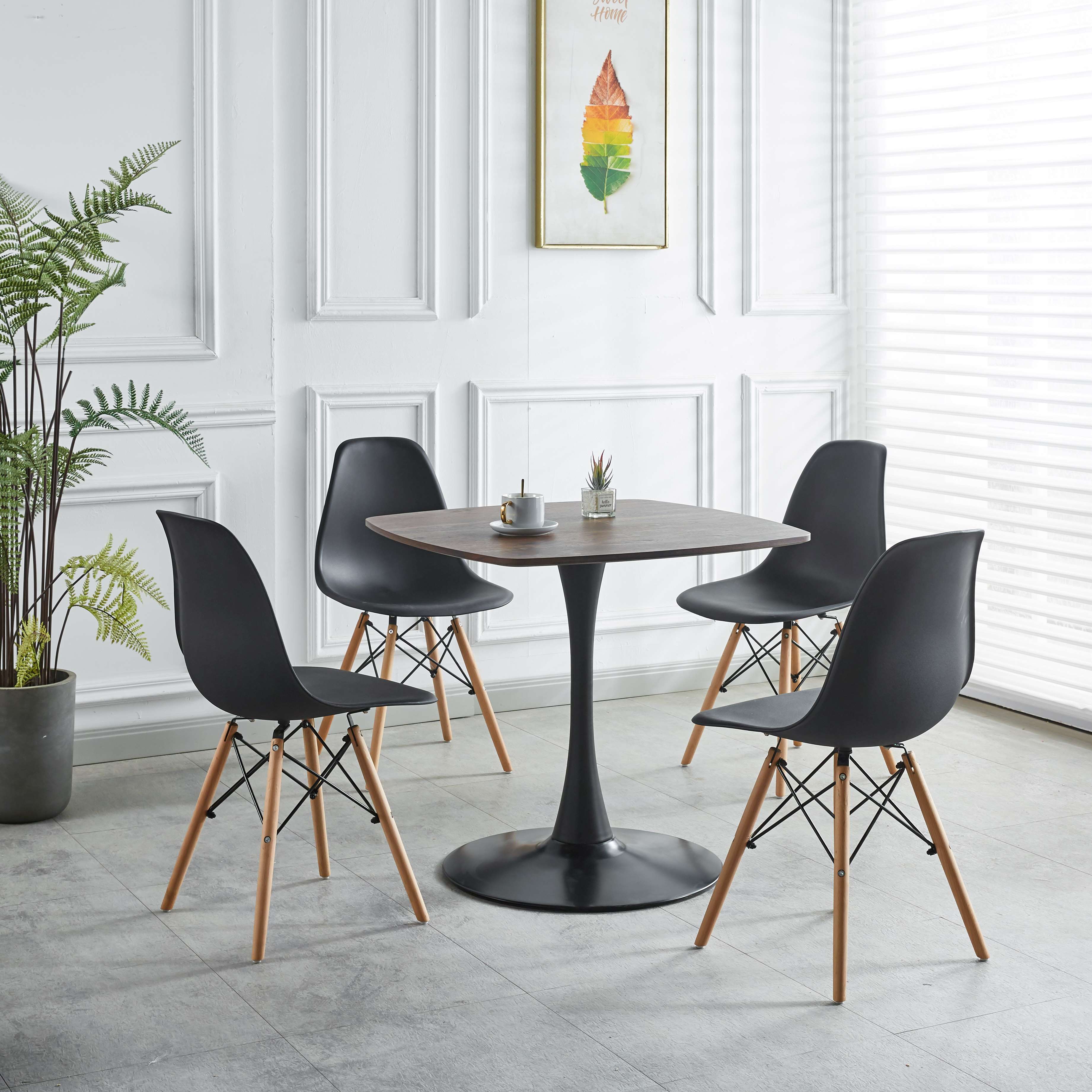 5-Piece Dining Table Set with Square MDF Table Top