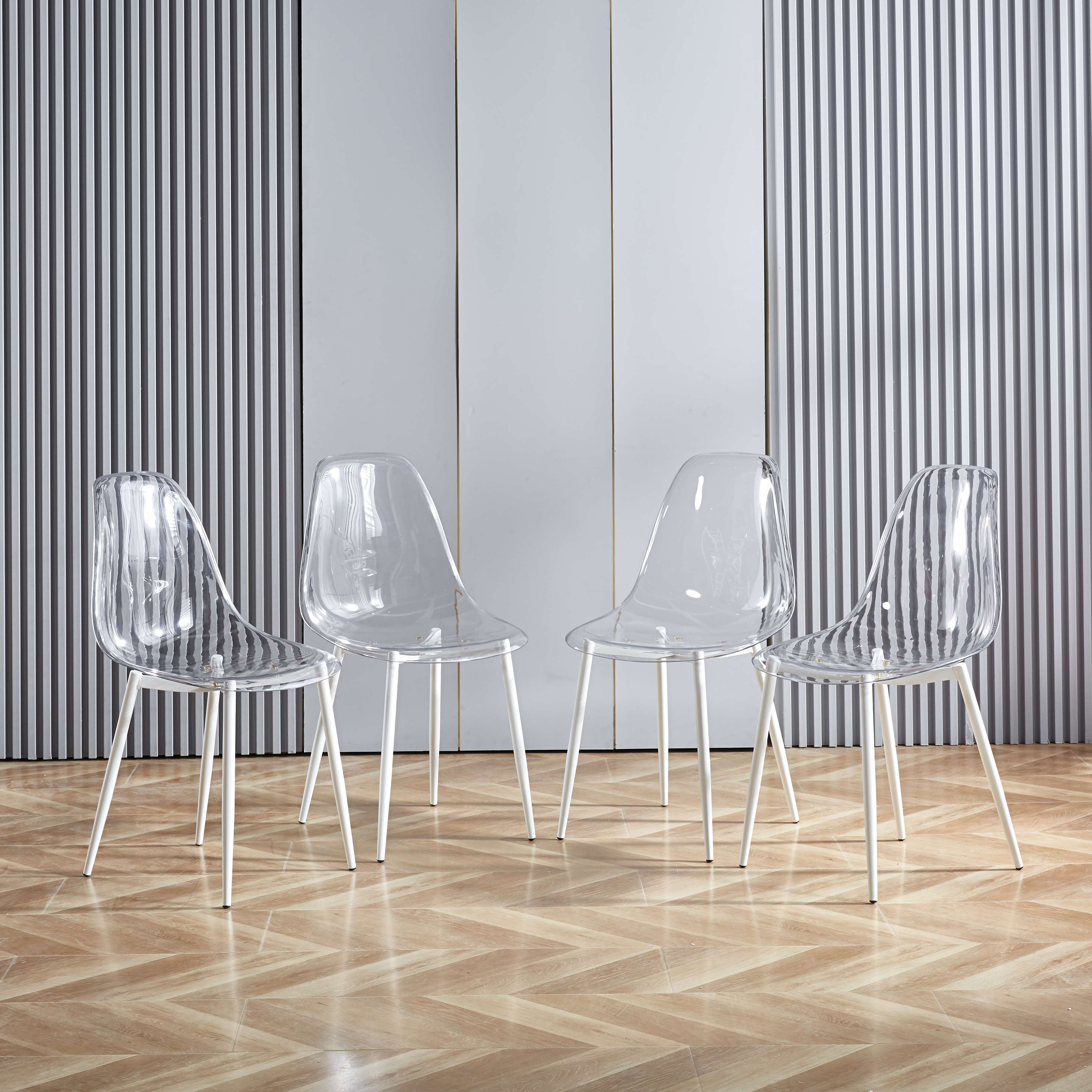 5-Piece Dining Table Set with Transparent Plastic Seat Surface