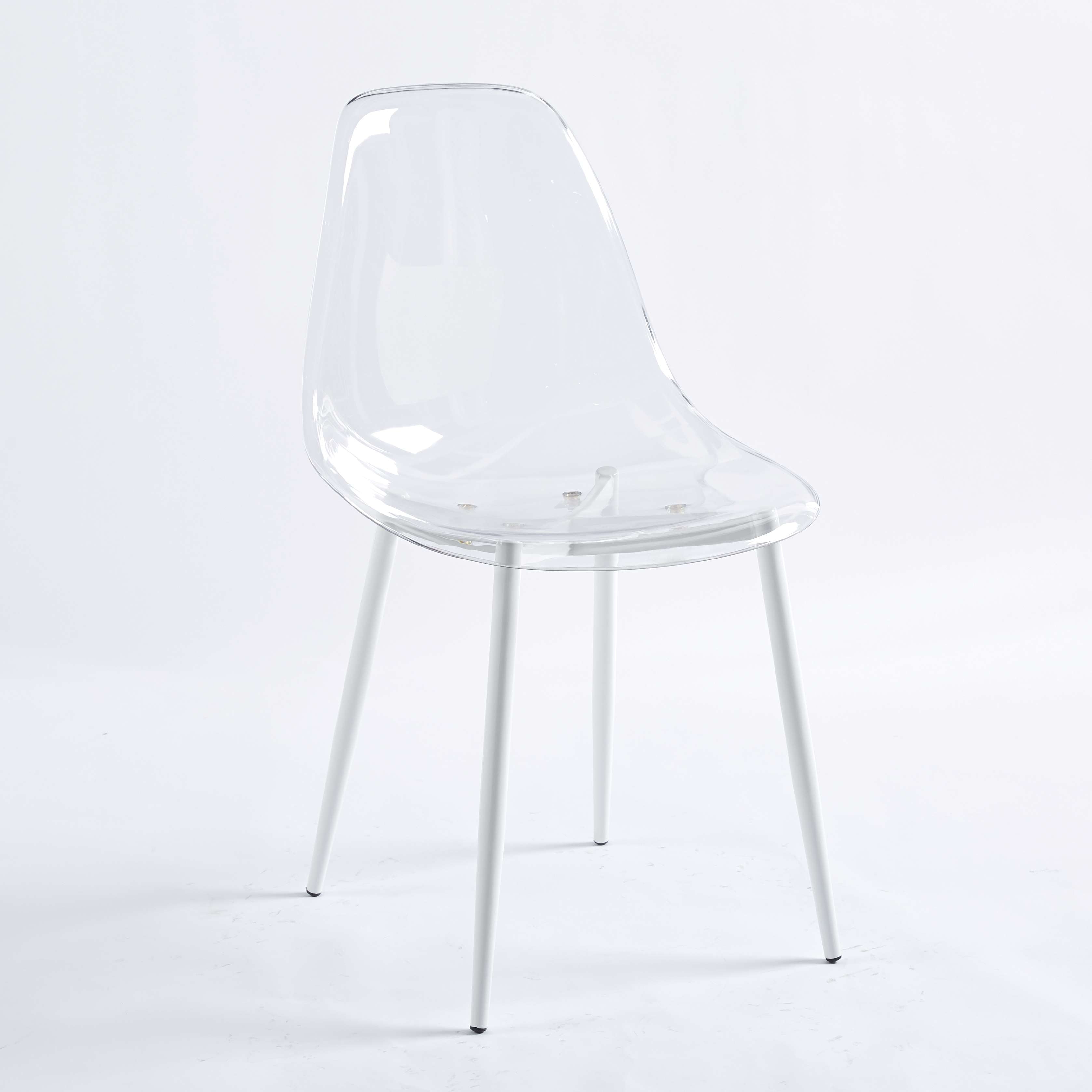 5-Piece Dining Table Set with Transparent Plastic Seat Surface