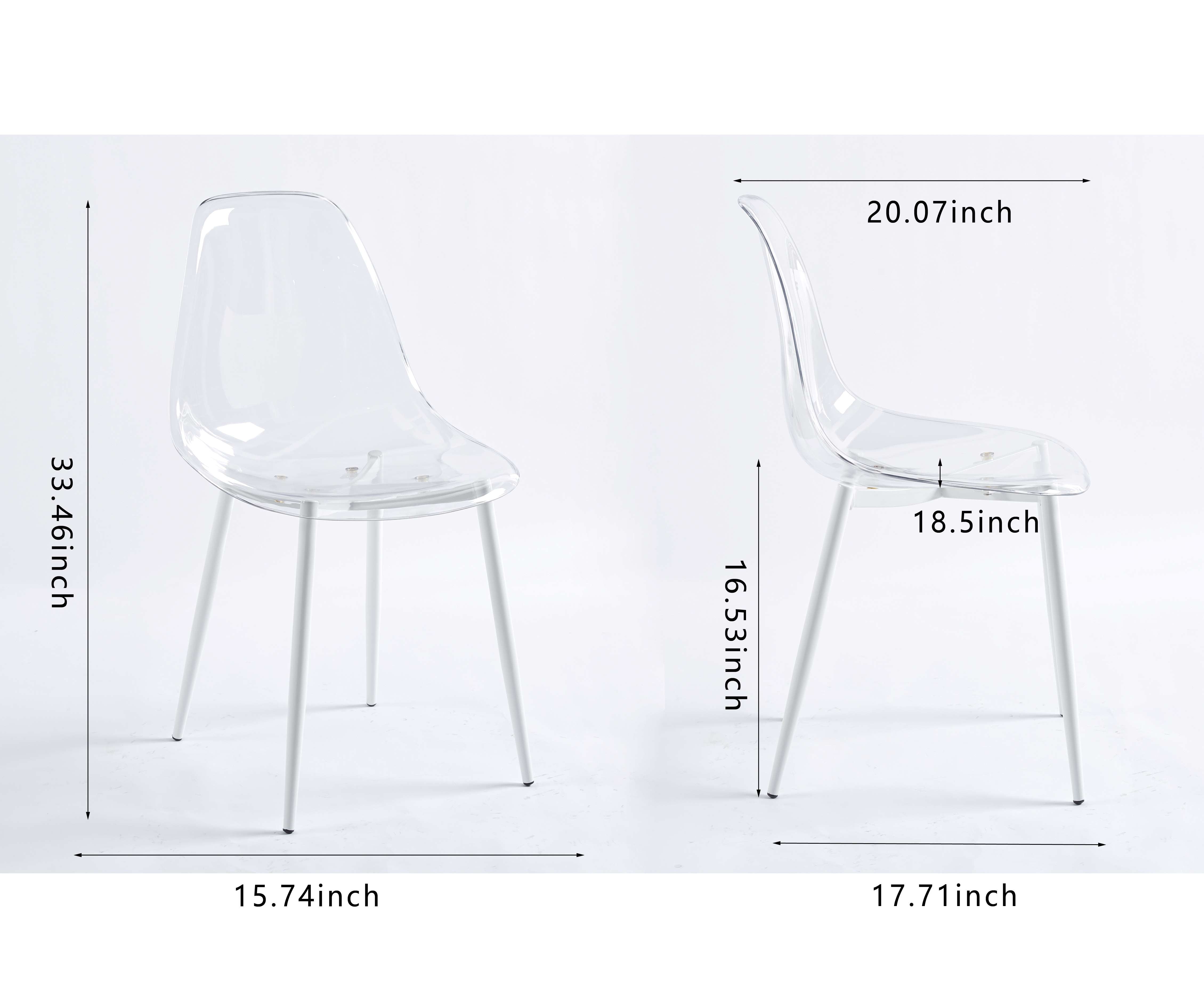 5-Piece Dining Table Set with Transparent Plastic Seat Surface