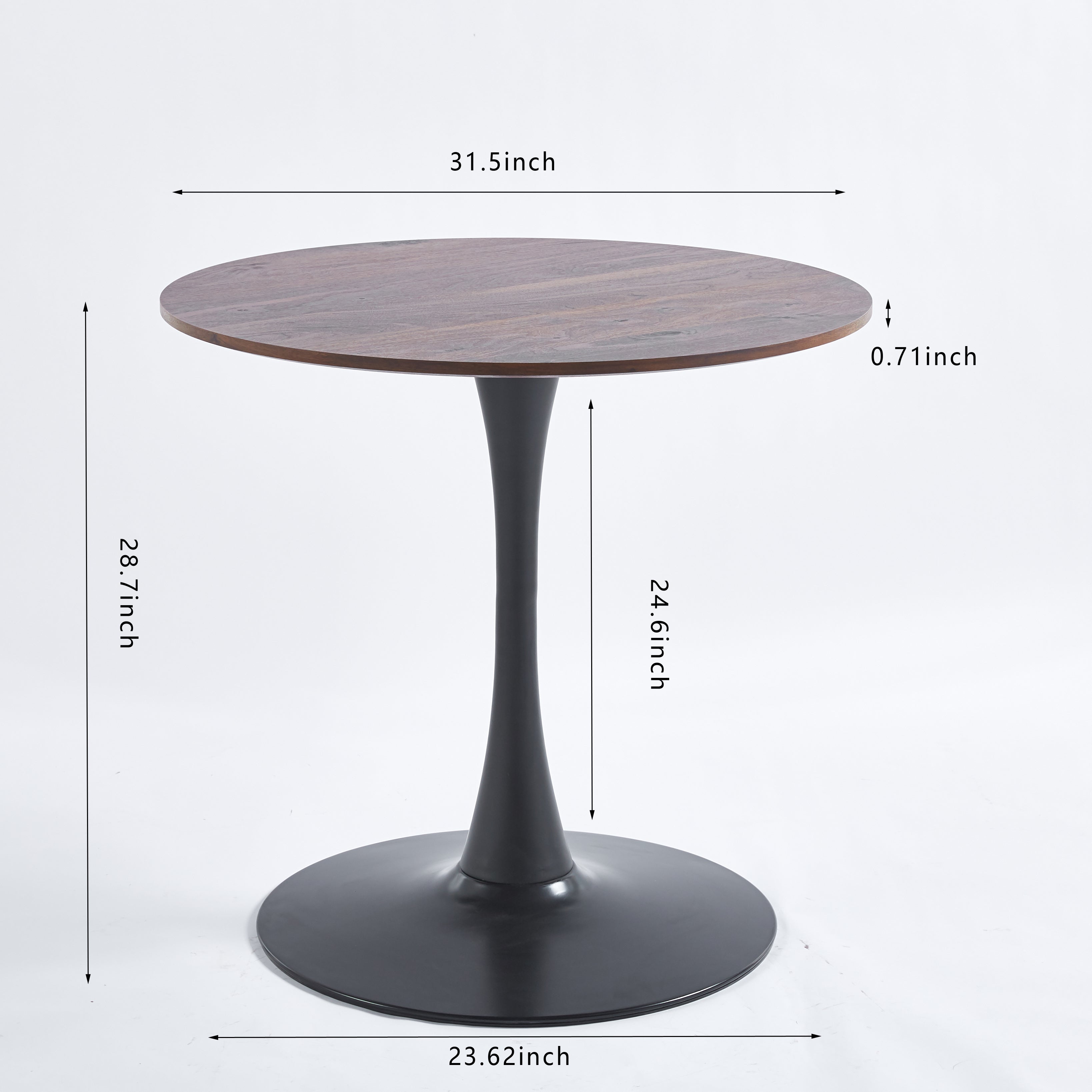 Stylish Mid-Century Style, 31.5" Black and Walnut Tulip Table