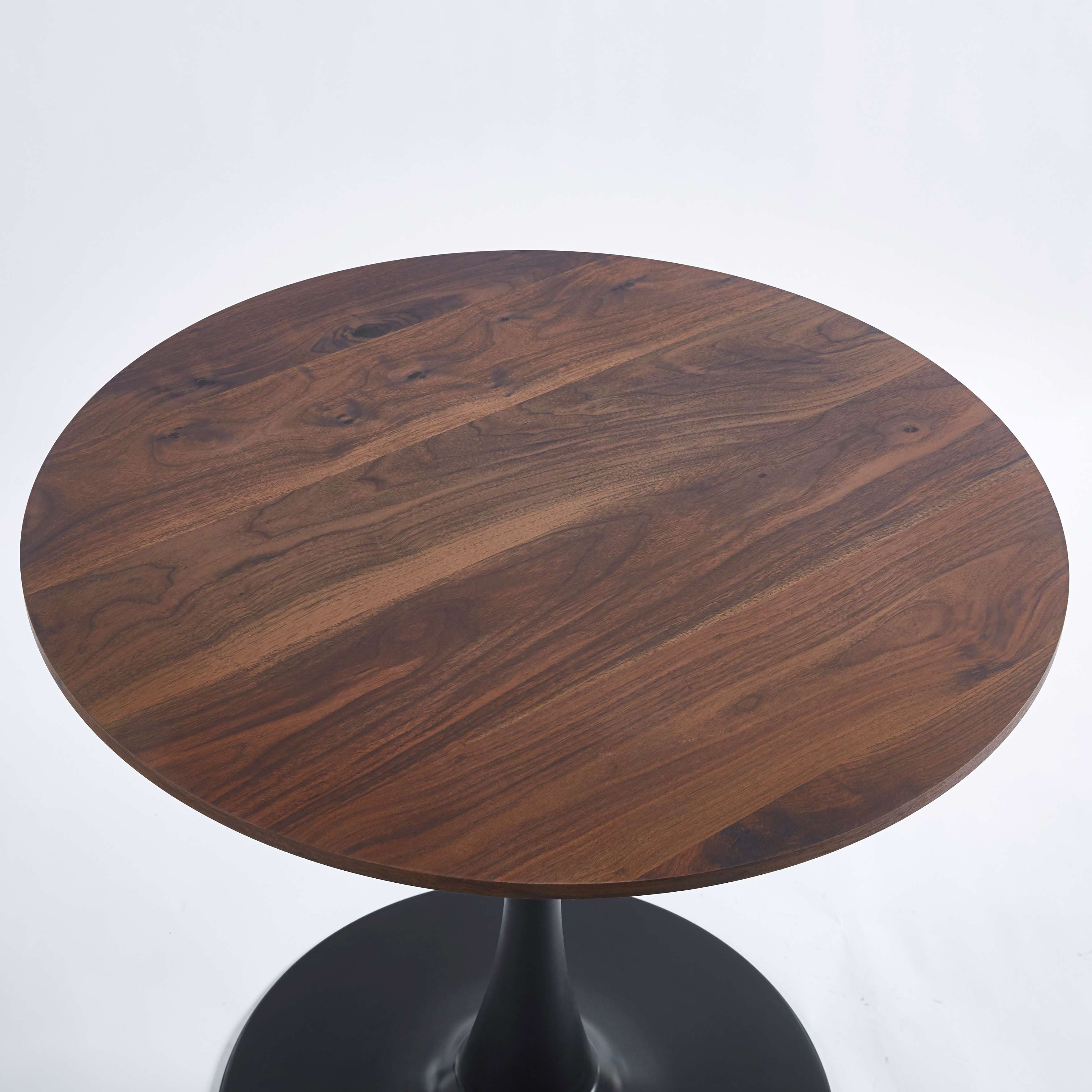 Stylish Mid-Century Style, 31.5" Black and Walnut Tulip Table