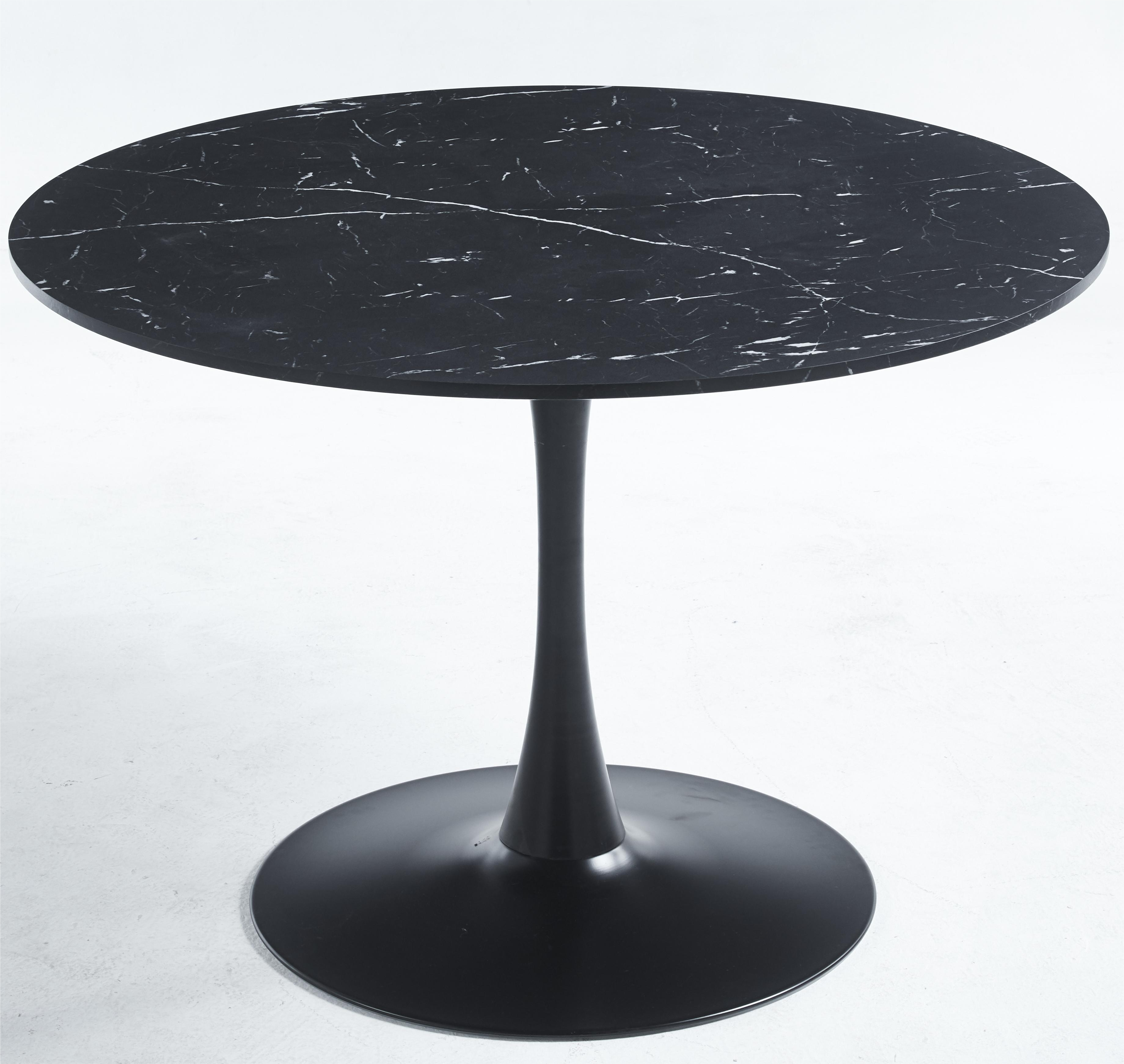 42.1" Tulip Table, Medieval Dining Table for 4-6 People, Round MDF Top, Marble Color Top