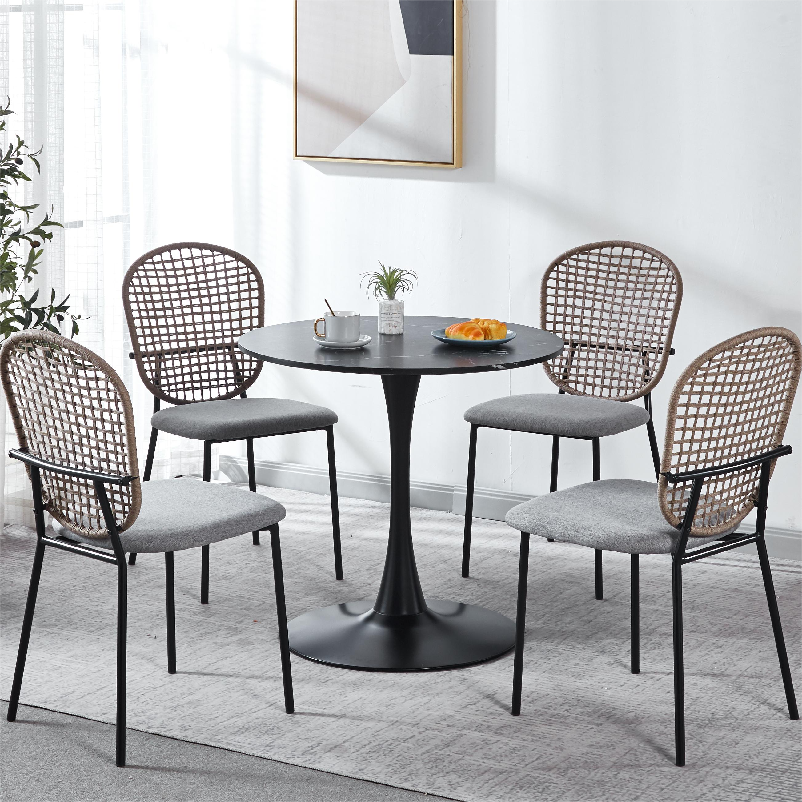Tulip MDF Dining Table with Marble Color Top
