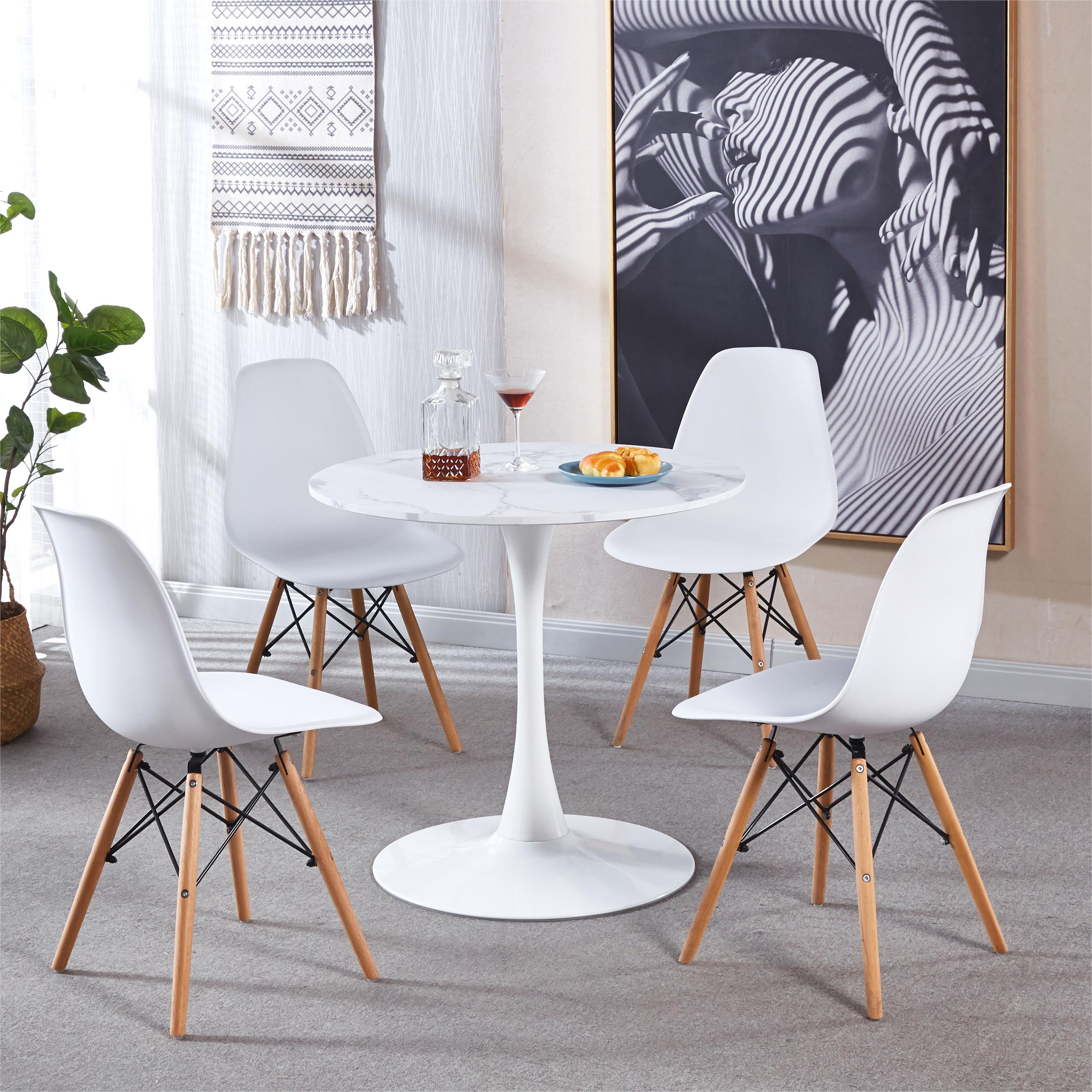 Tulip MDF Dining Table with Marble Color Top