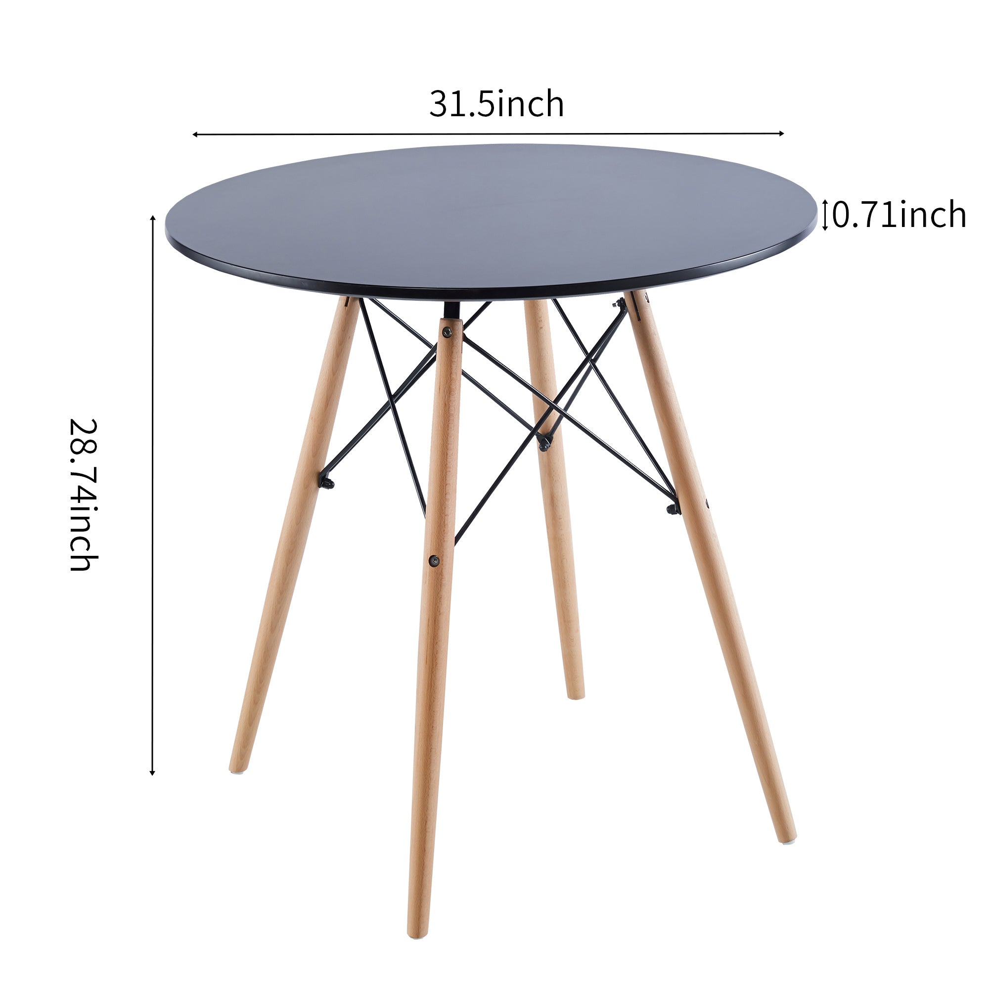 31.5 "Grid Table, Round MDF Top, Medieval Dining Table for 2-4 People