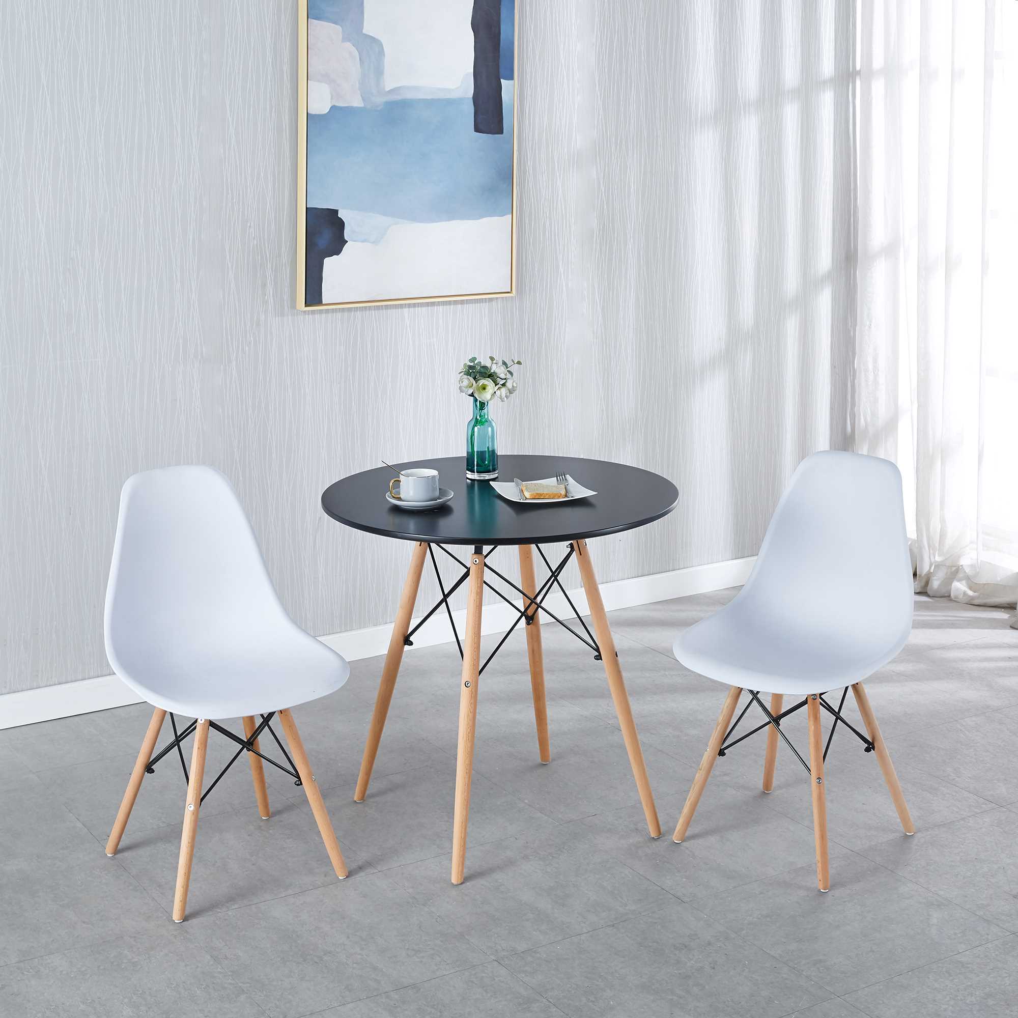 31.5 "Grid Table, Round MDF Top, Medieval Dining Table for 2-4 People