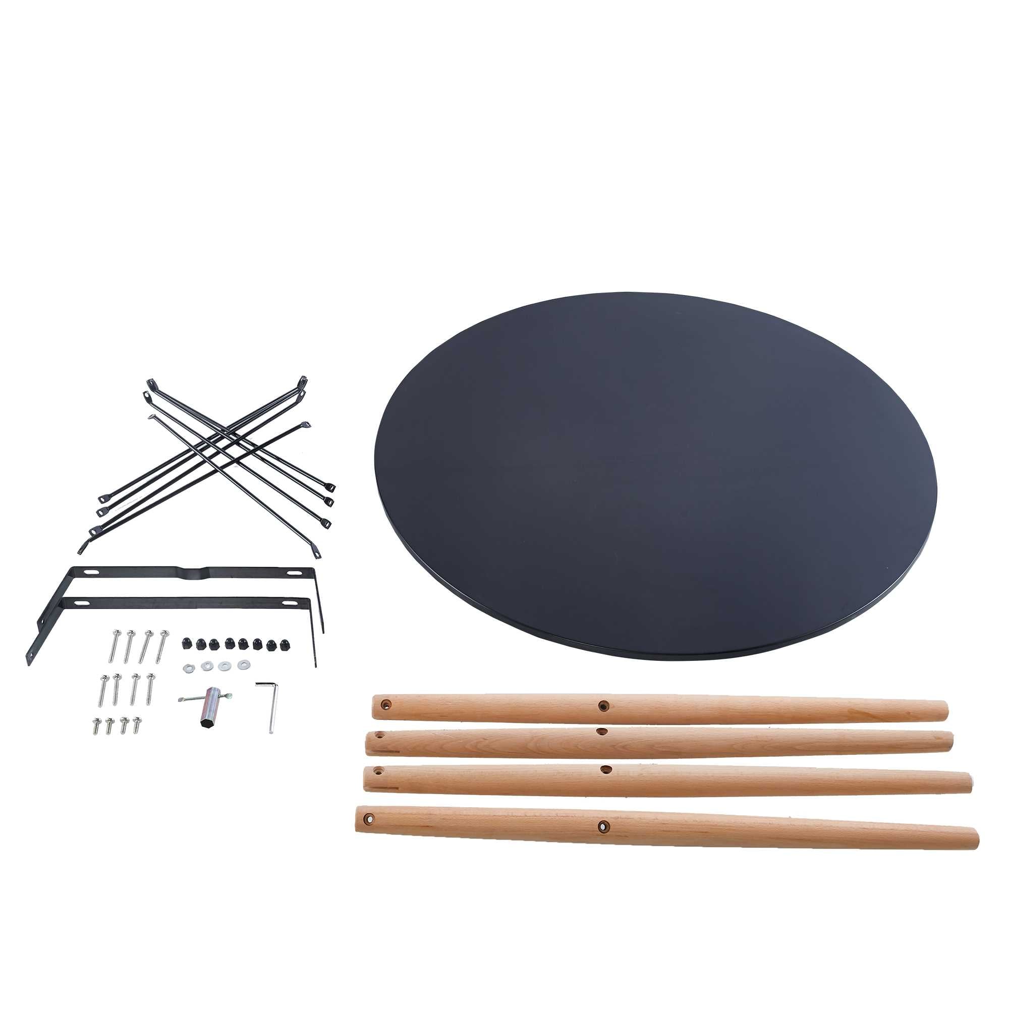 31.5 "Grid Table, Round MDF Top, Medieval Dining Table for 2-4 People