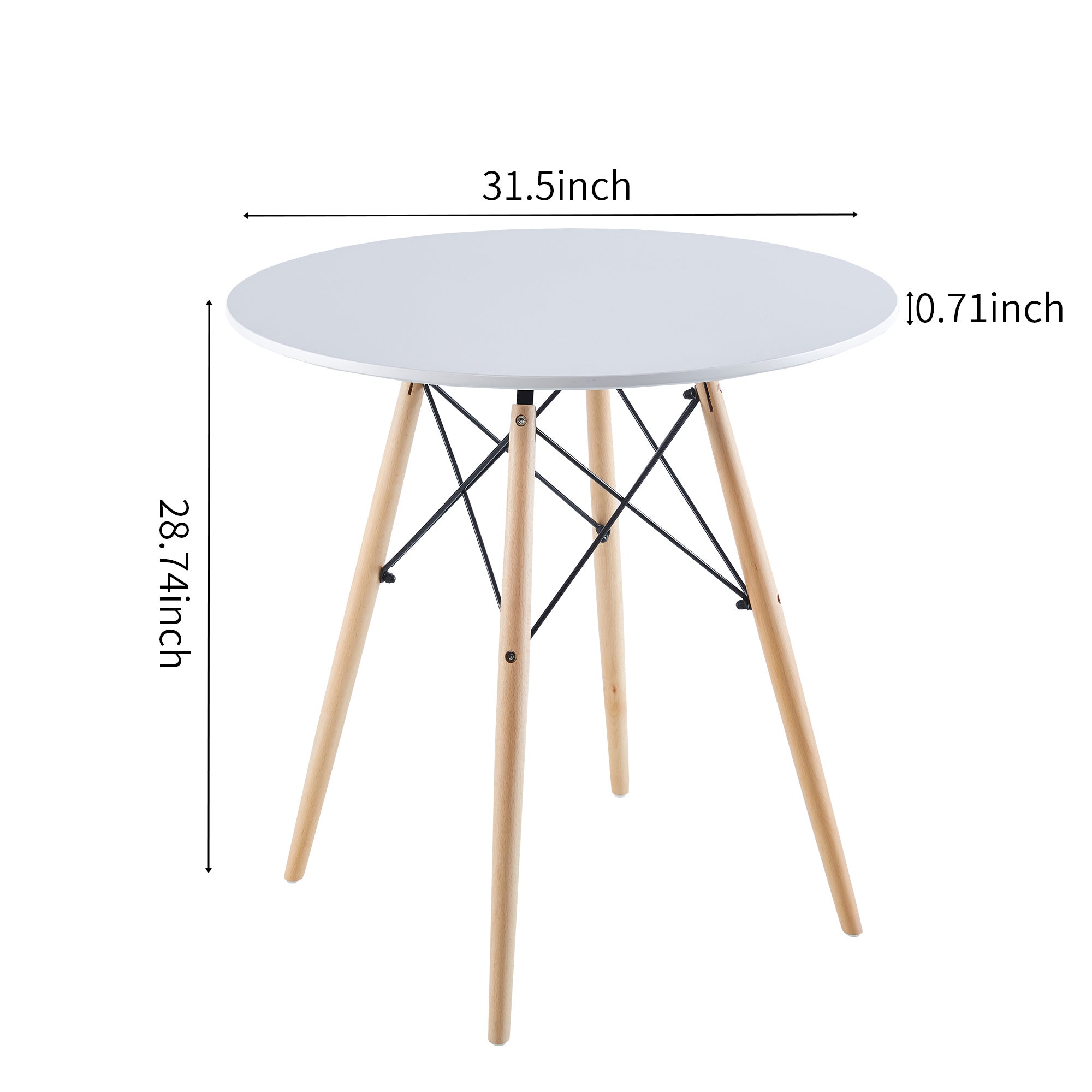 31.5 "Grid Table, Round MDF Top, Medieval Dining Table for 2-4 People