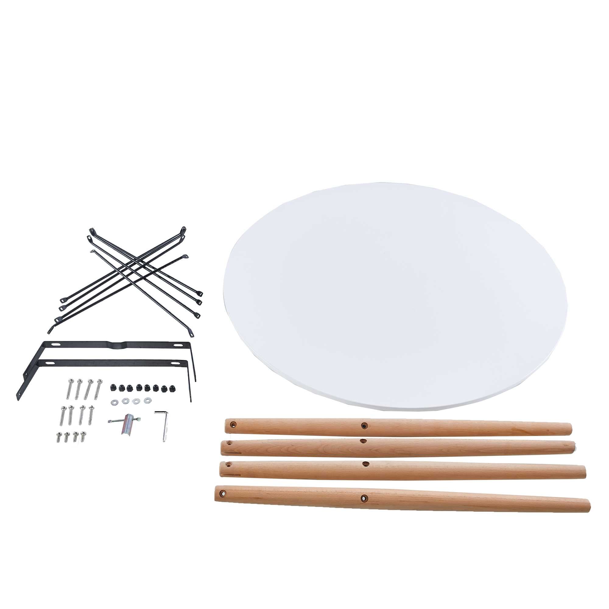 31.5 "Grid Table, Round MDF Top, Medieval Dining Table for 2-4 People