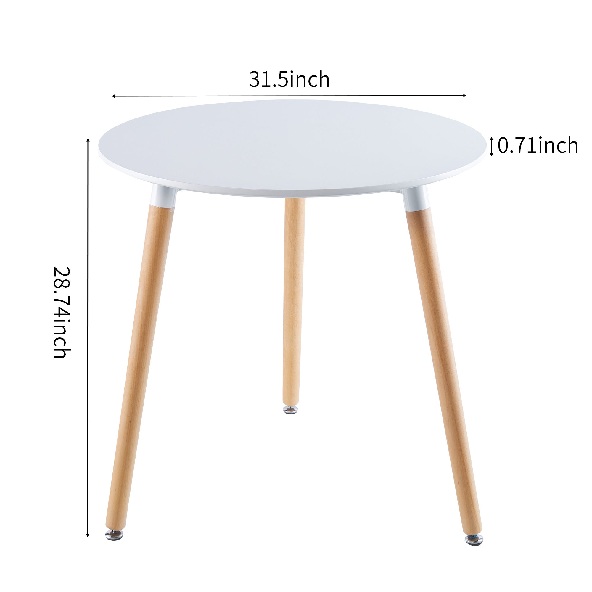 31.5" White Table Mid-Century Dining Table with Round MDF Table Top