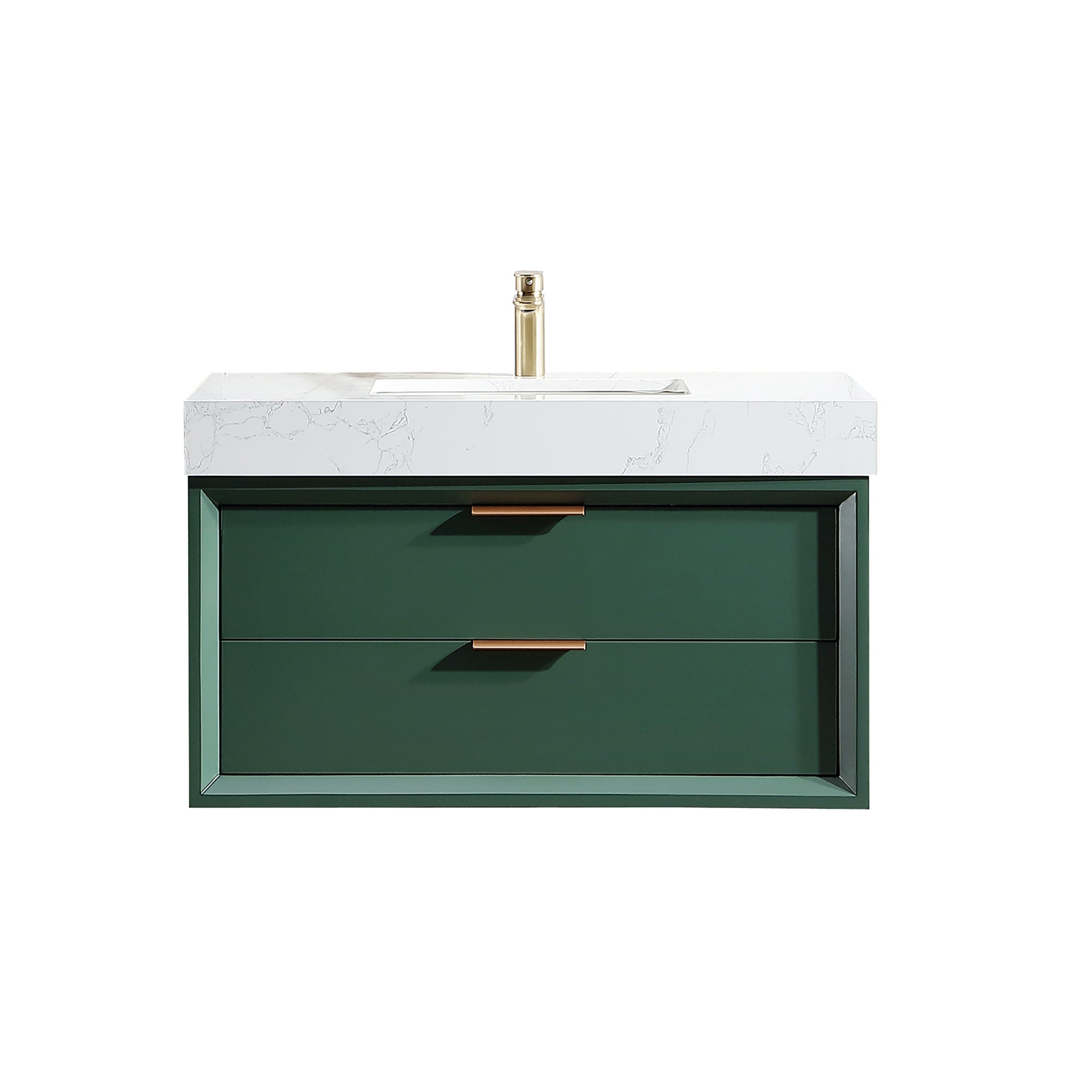 36 inch solid oak and plywood Bathroom Vanity in Ceramic Sink with Drain