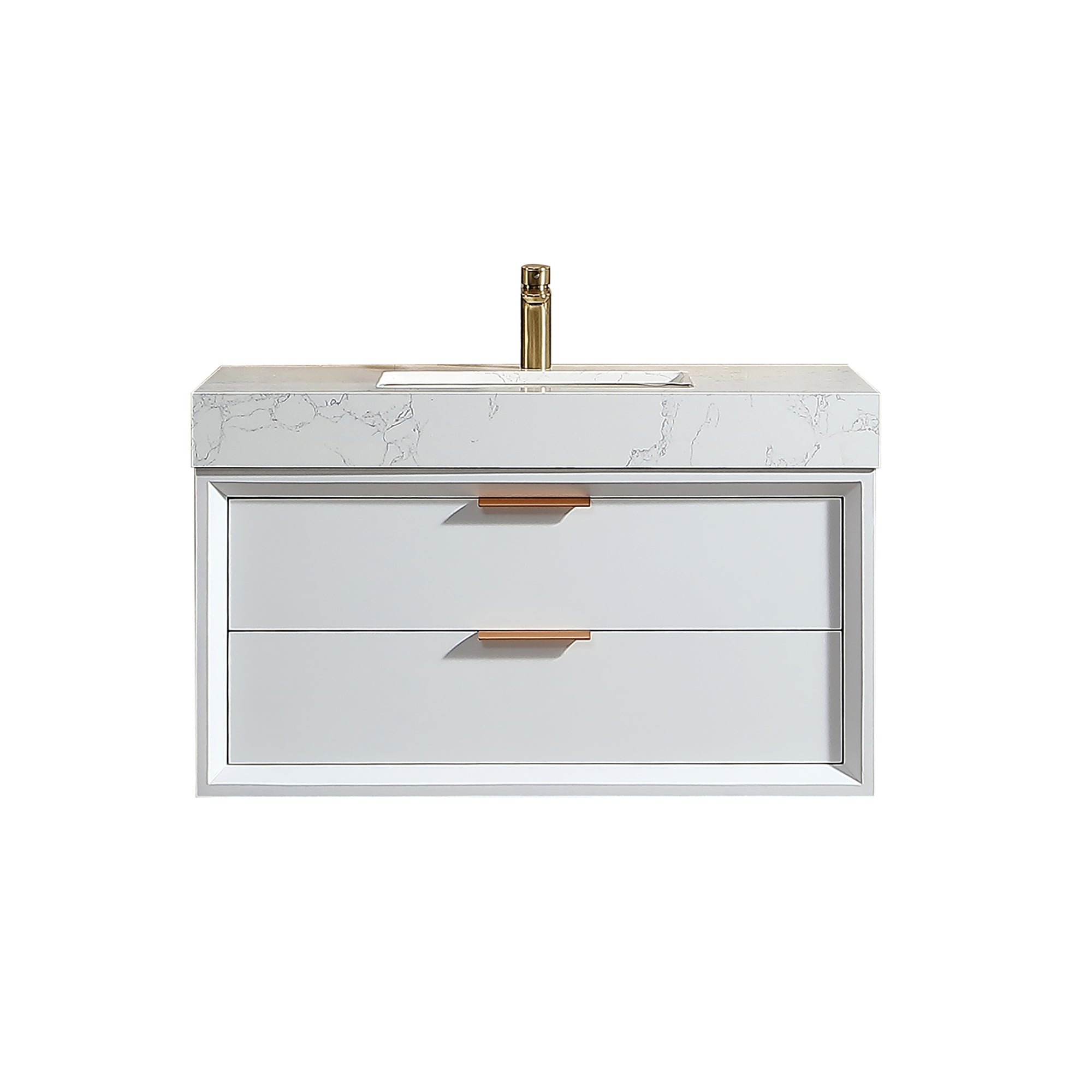 36 inch solid oak and plywood Bathroom Vanity in Ceramic Sink with Drain