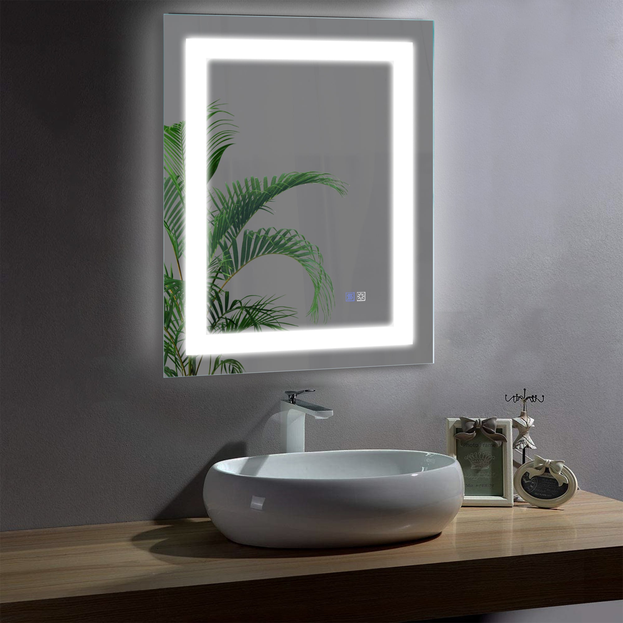 32 in. W x 24 in. H Aluminium and Glass LED Bathroom Mirror with Defogger