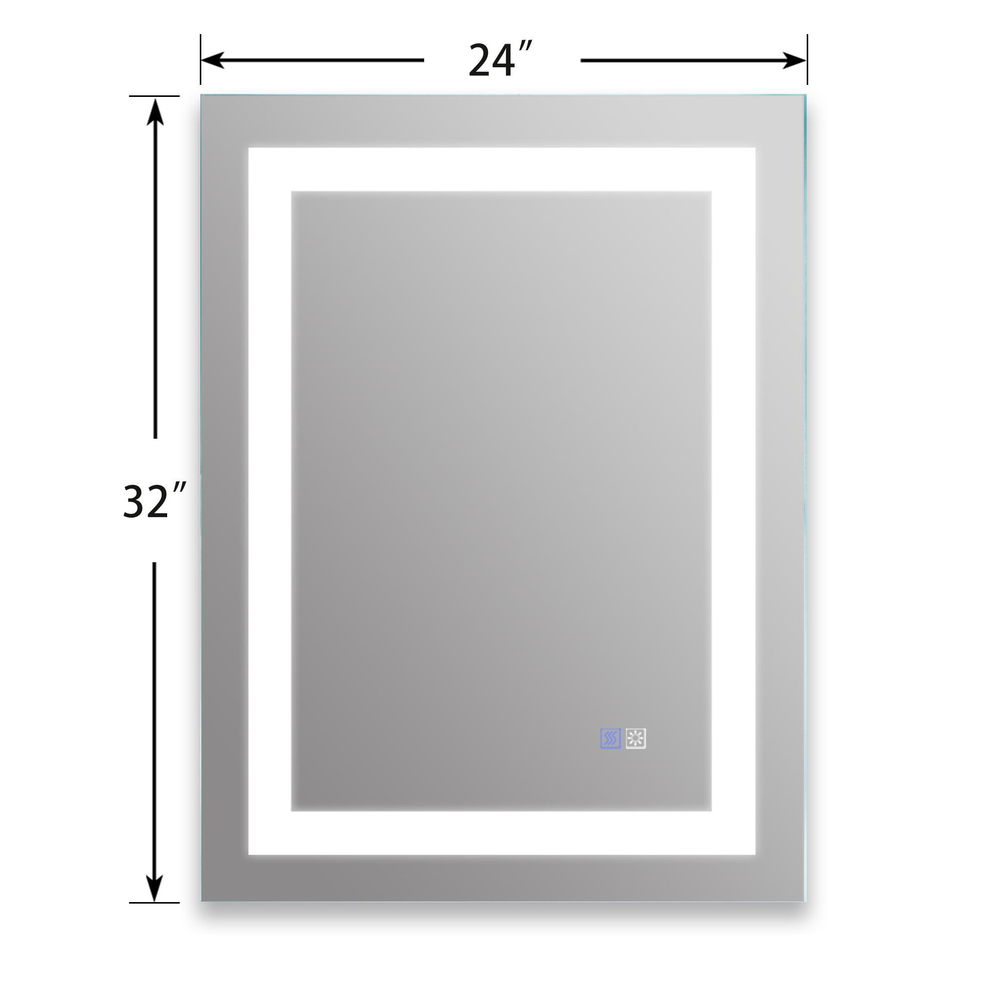 32 in. W x 24 in. H Aluminium and Glass LED Bathroom Mirror with Defogger