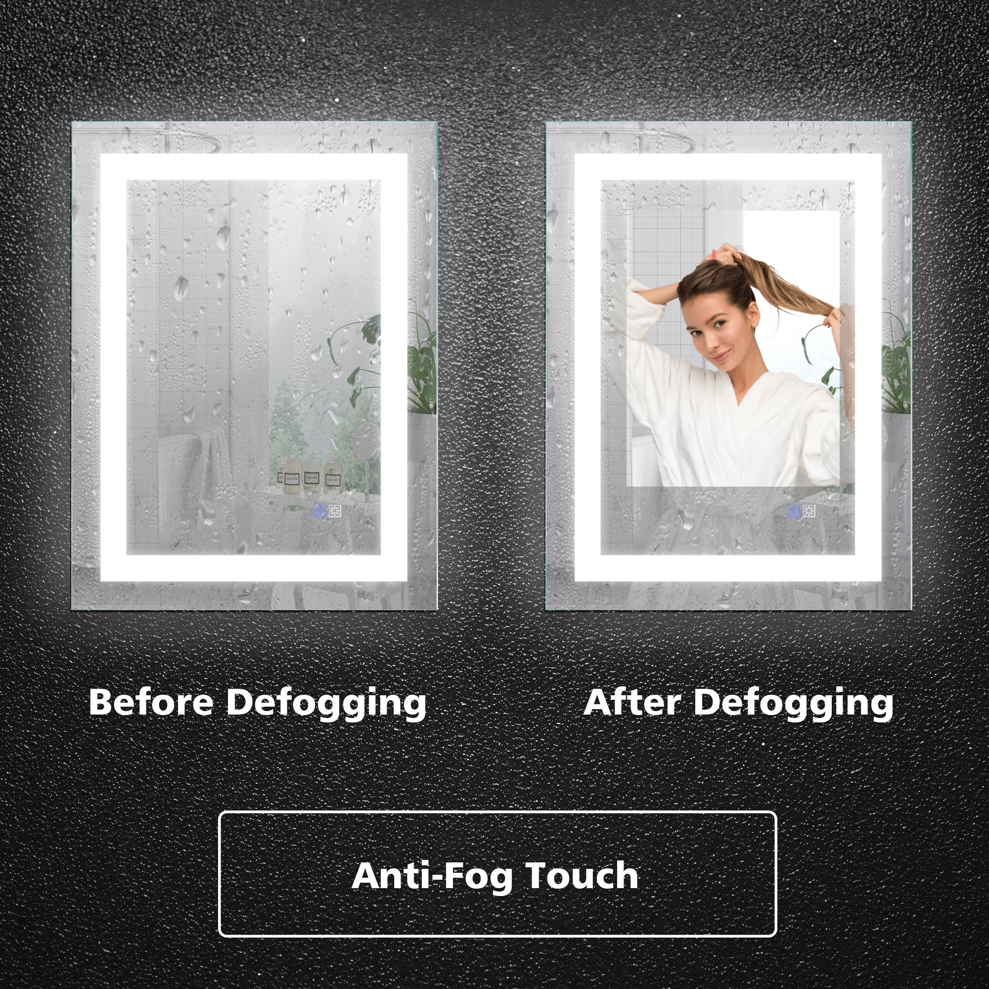 32 in. W x 24 in. H Aluminium and Glass LED Bathroom Mirror with Defogger
