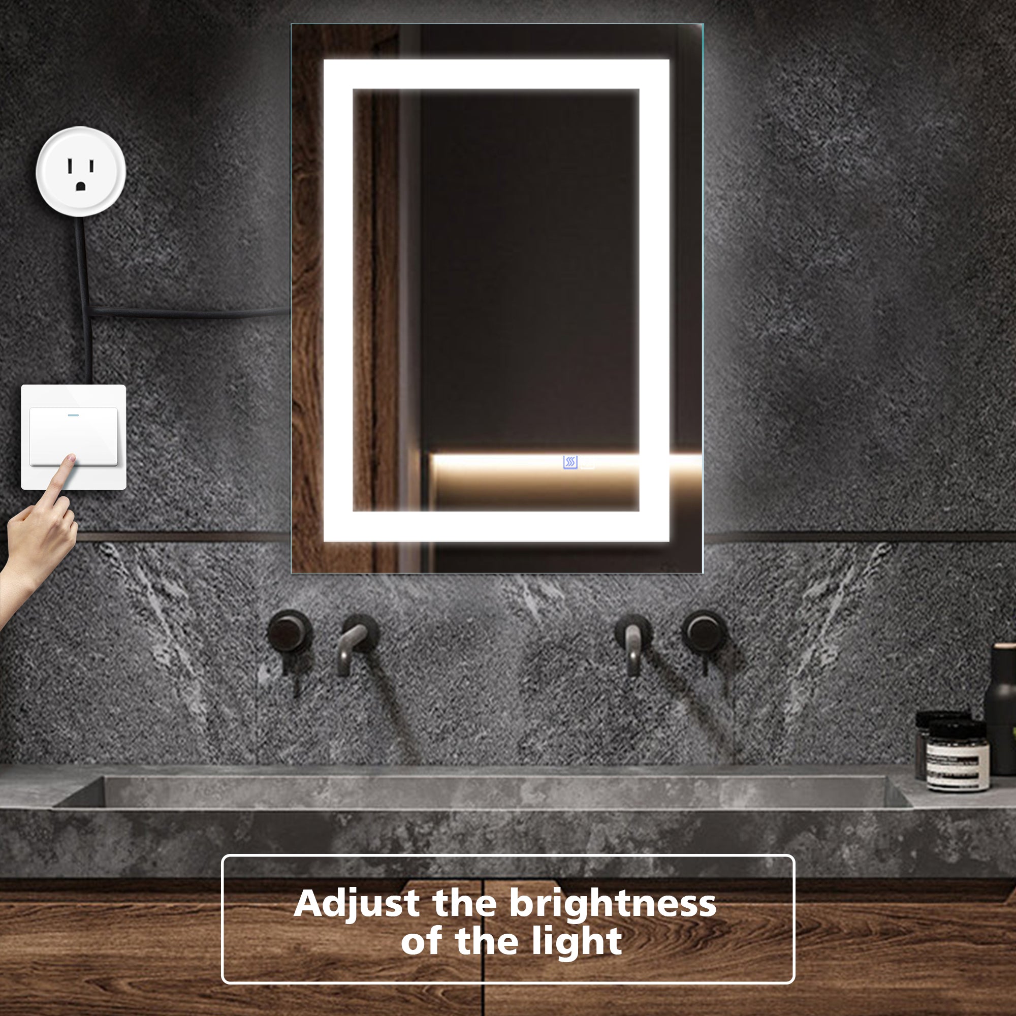 32 in. W x 24 in. H Aluminium and Glass LED Bathroom Mirror with Defogger
