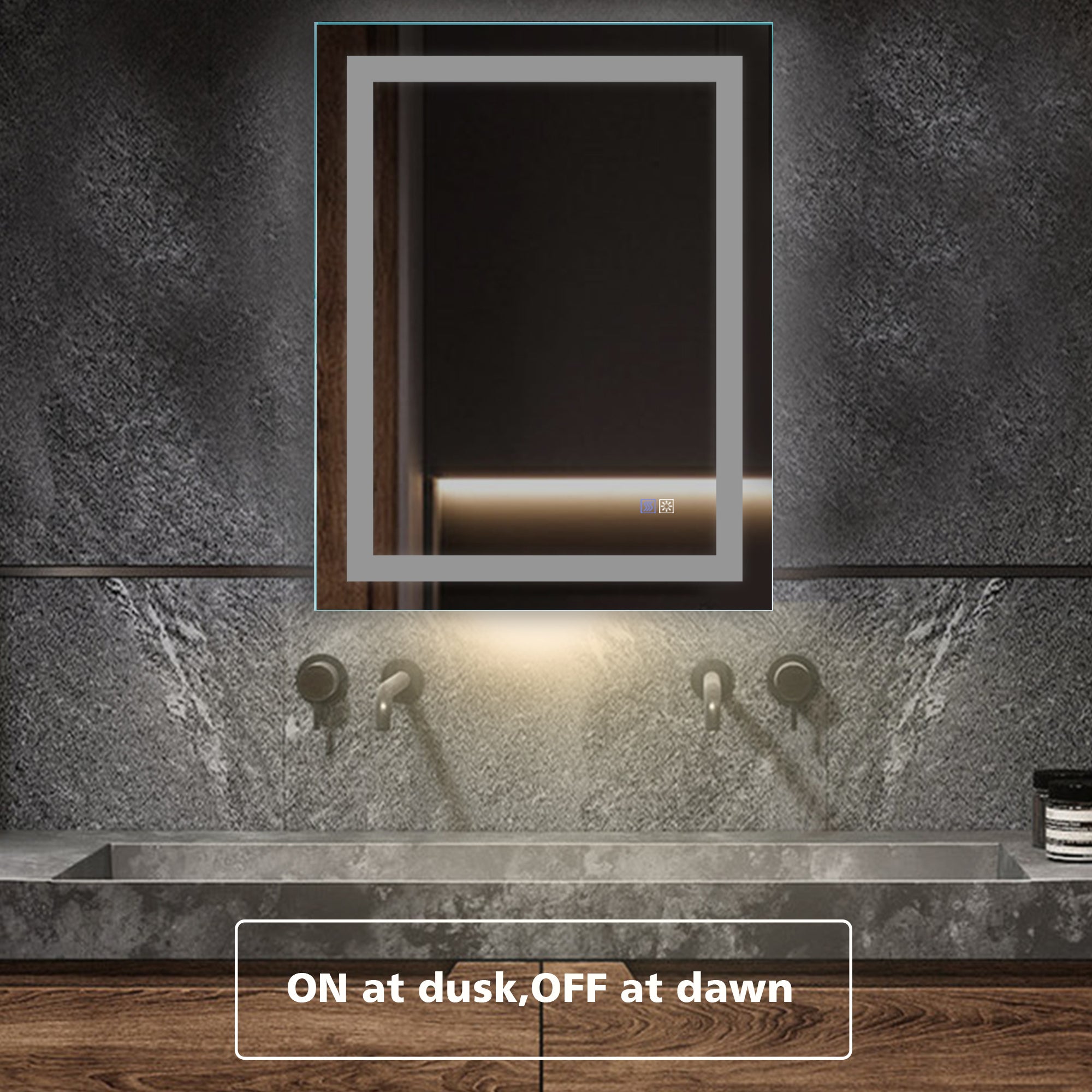 36 in. W x 28 in. H Aluminium and Glass LED Bathroom Mirror with Defogger