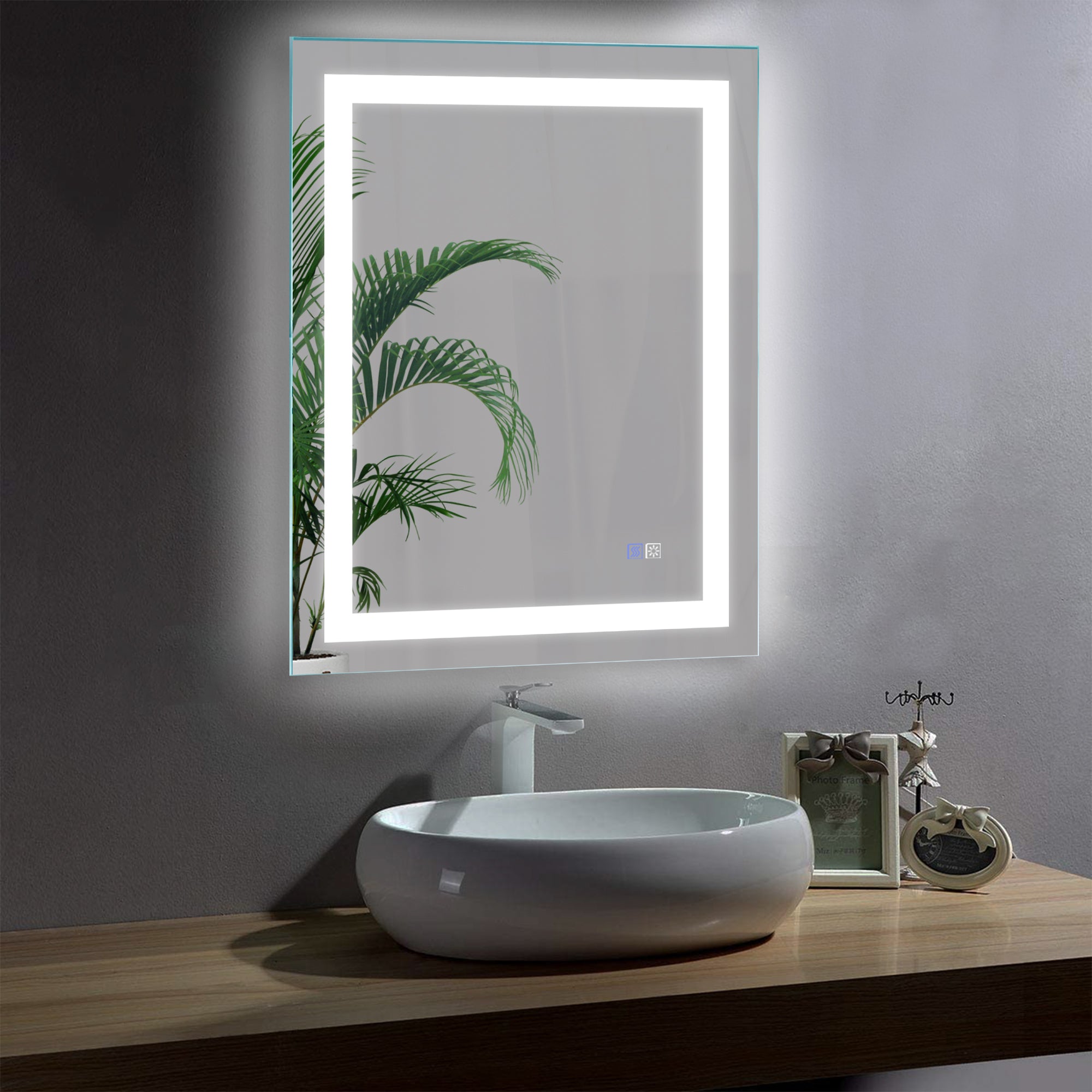 36 in. W x 28 in. H Aluminium and Glass LED Bathroom Mirror with Defogger