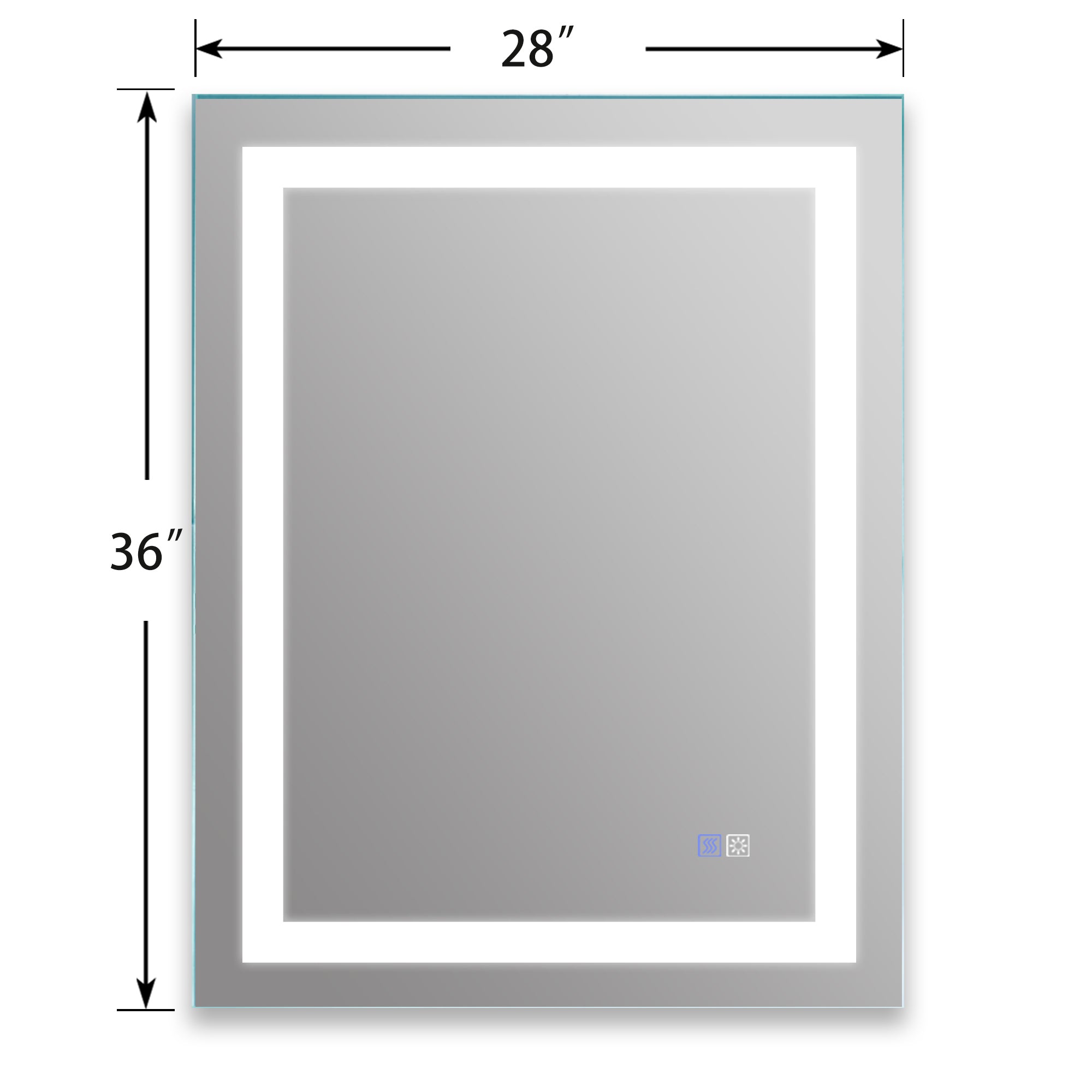 36 in. W x 28 in. H Aluminium and Glass LED Bathroom Mirror with Defogger